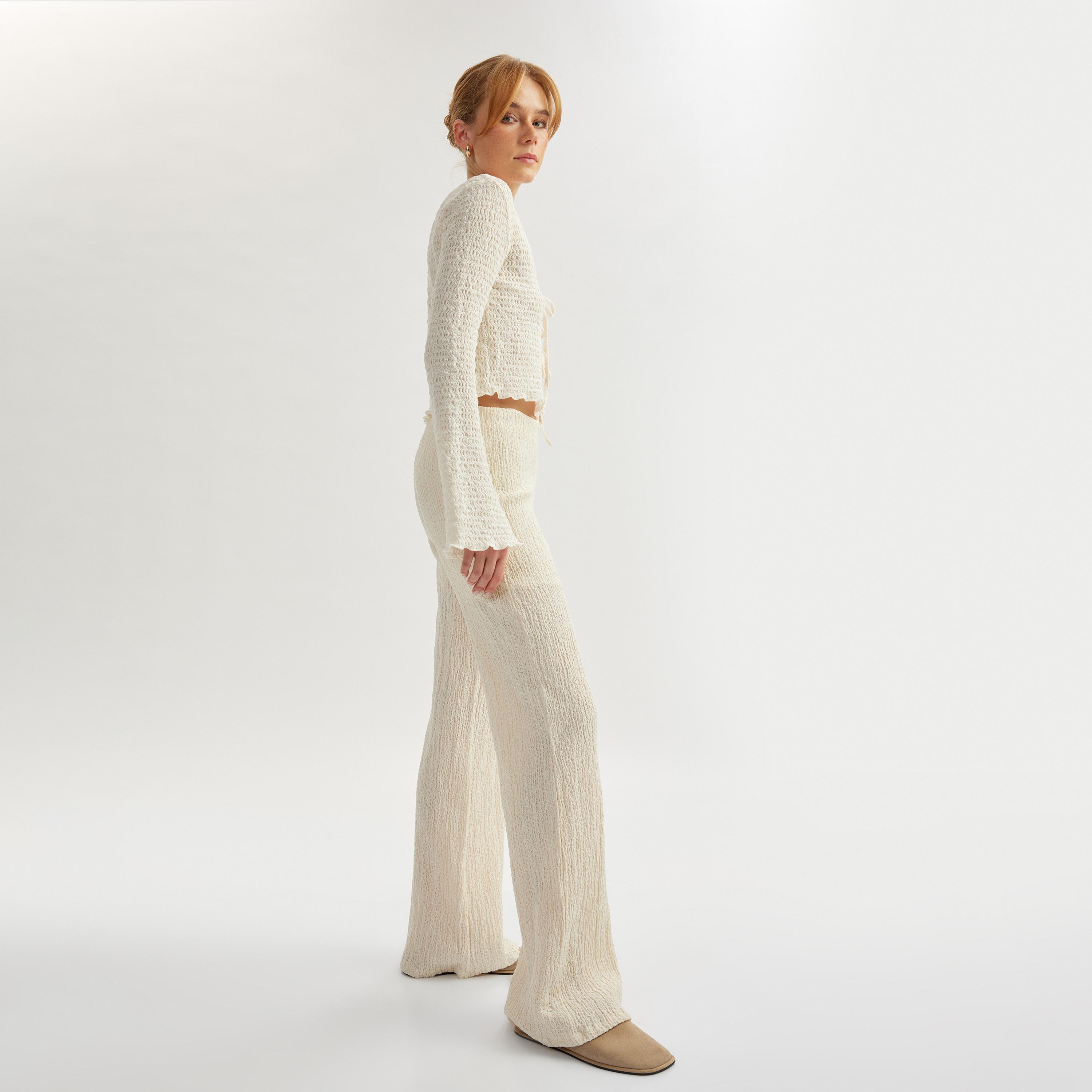 بنطلون نسائي مطاطي بخصر كوتون بيج مجعد-women-clothing-bottoms-trousers-image-2
