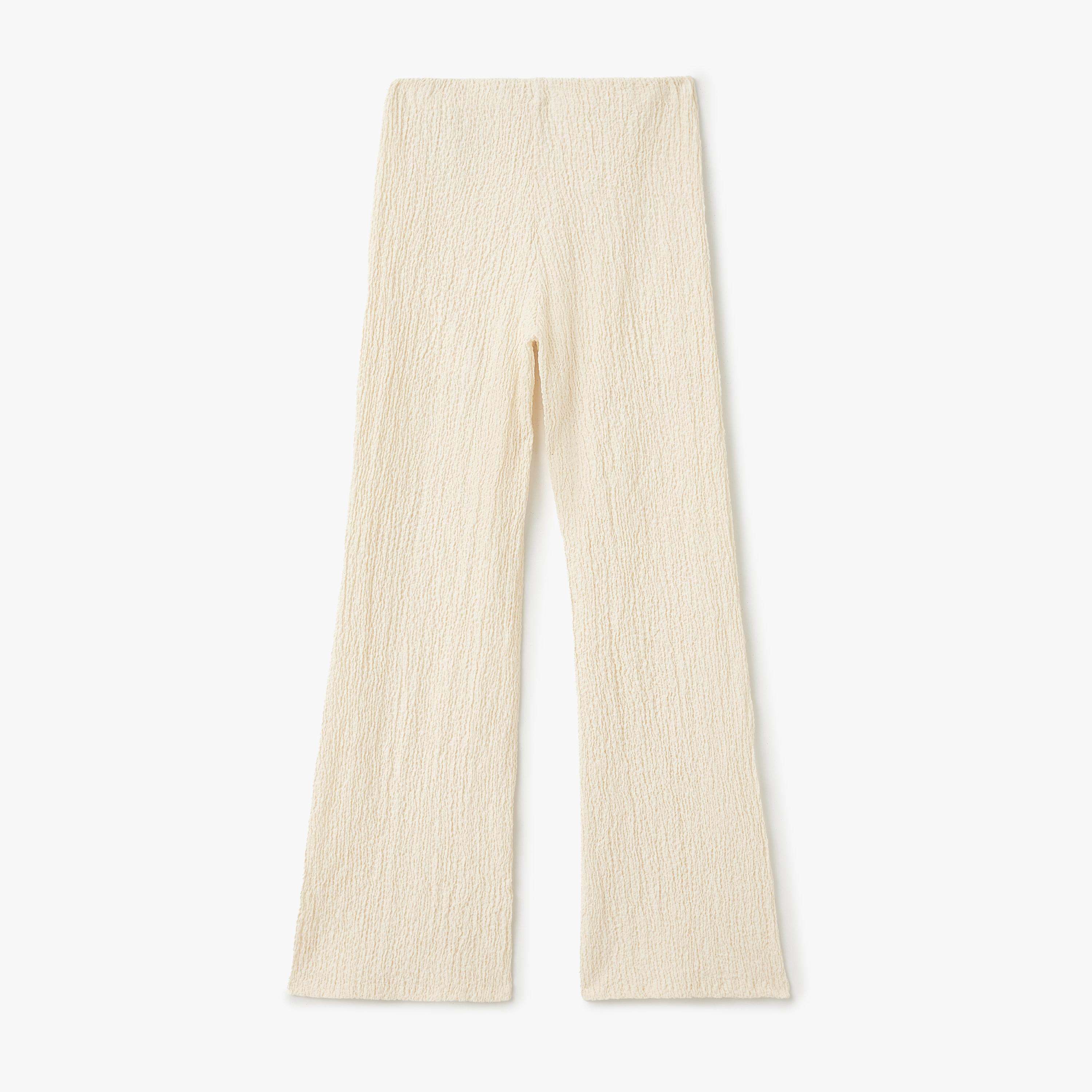 بنطلون نسائي مطاطي بخصر كوتون بيج مجعد-women-clothing-bottoms-trousers-image-3