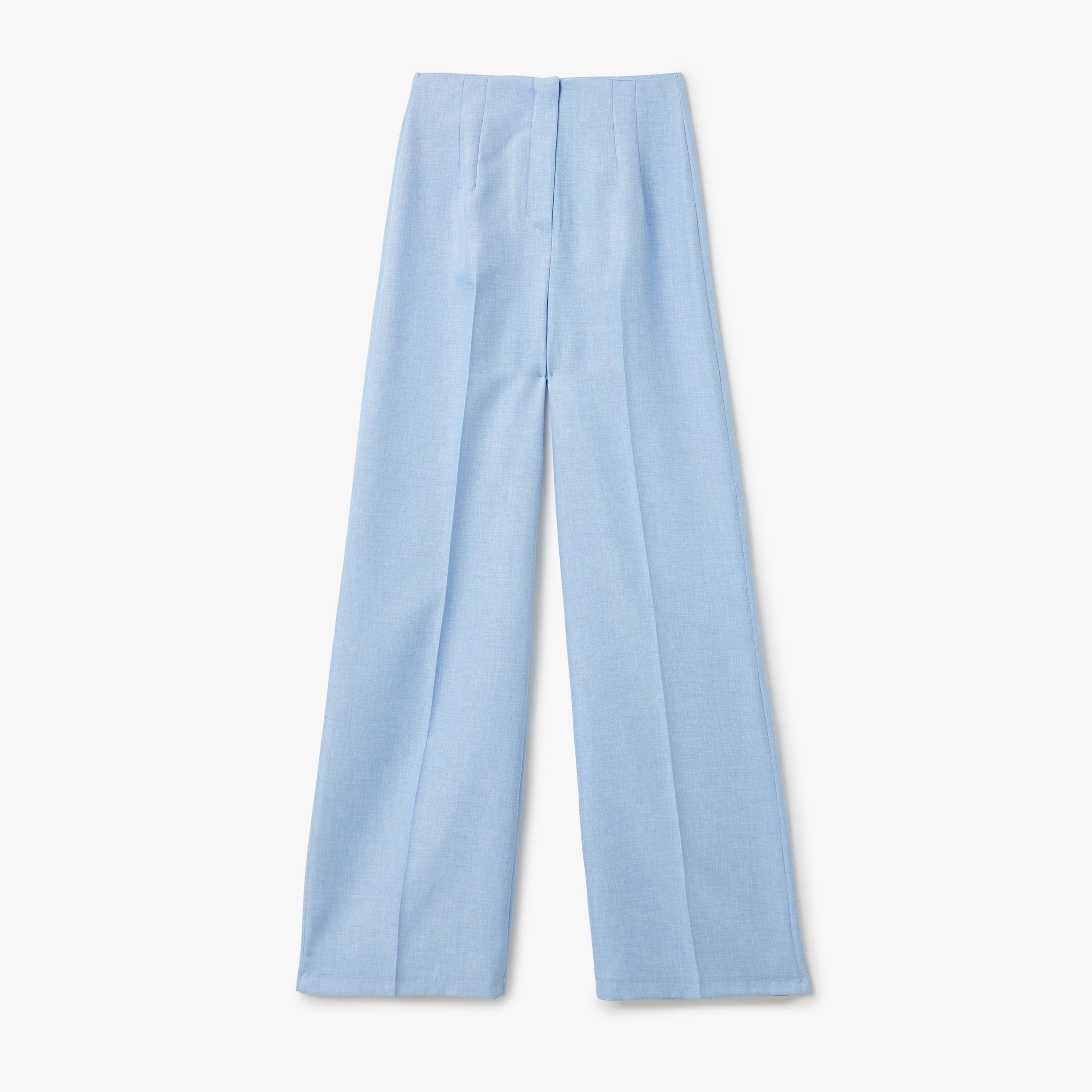 Koton Blue Plain Hook Closure Women's Trousers-women-clothing-bottoms-trousers-image-1