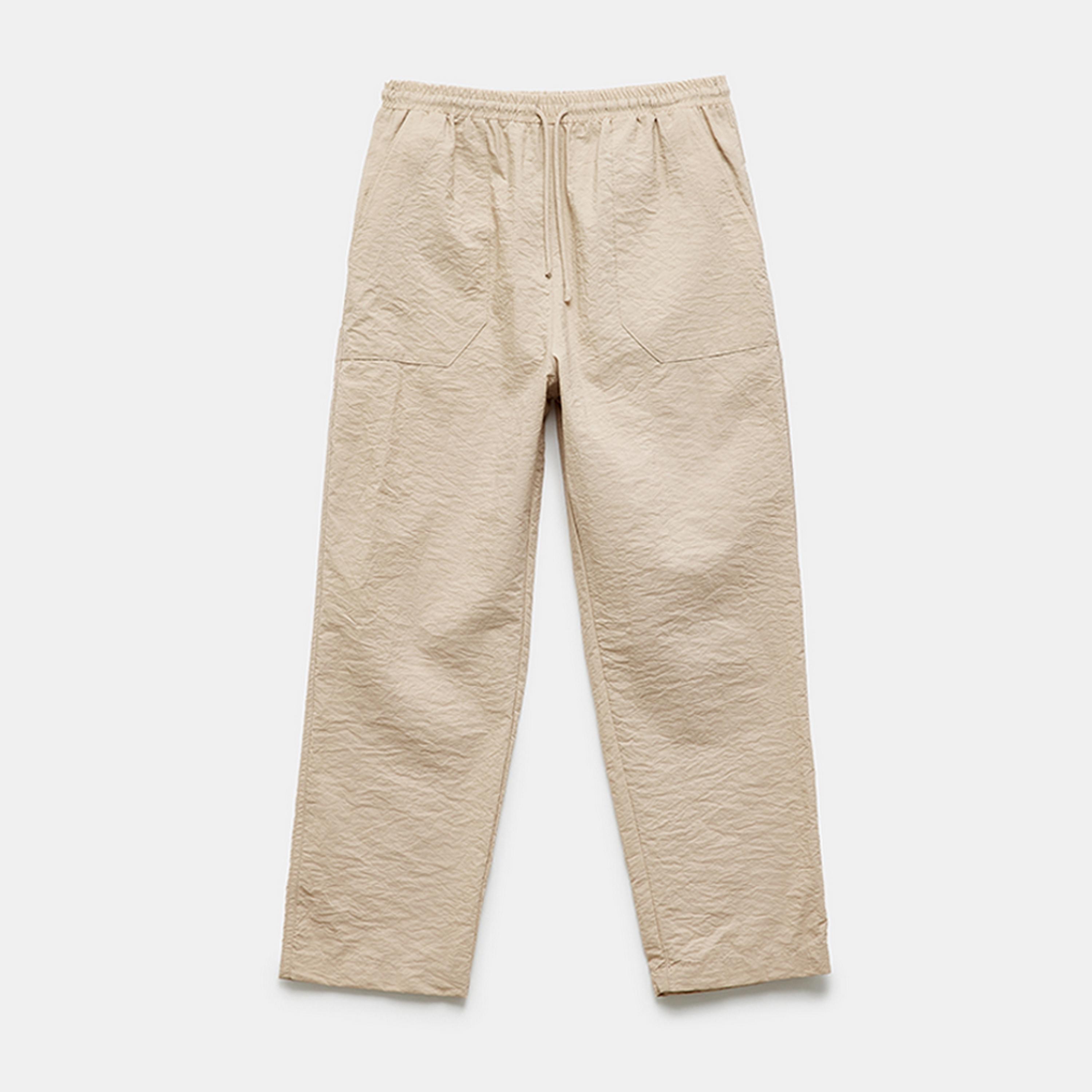 KOTON Beige Textured Polyamide Drawstring Women's Trousers-women-clothing-bottoms-trousers-image-1