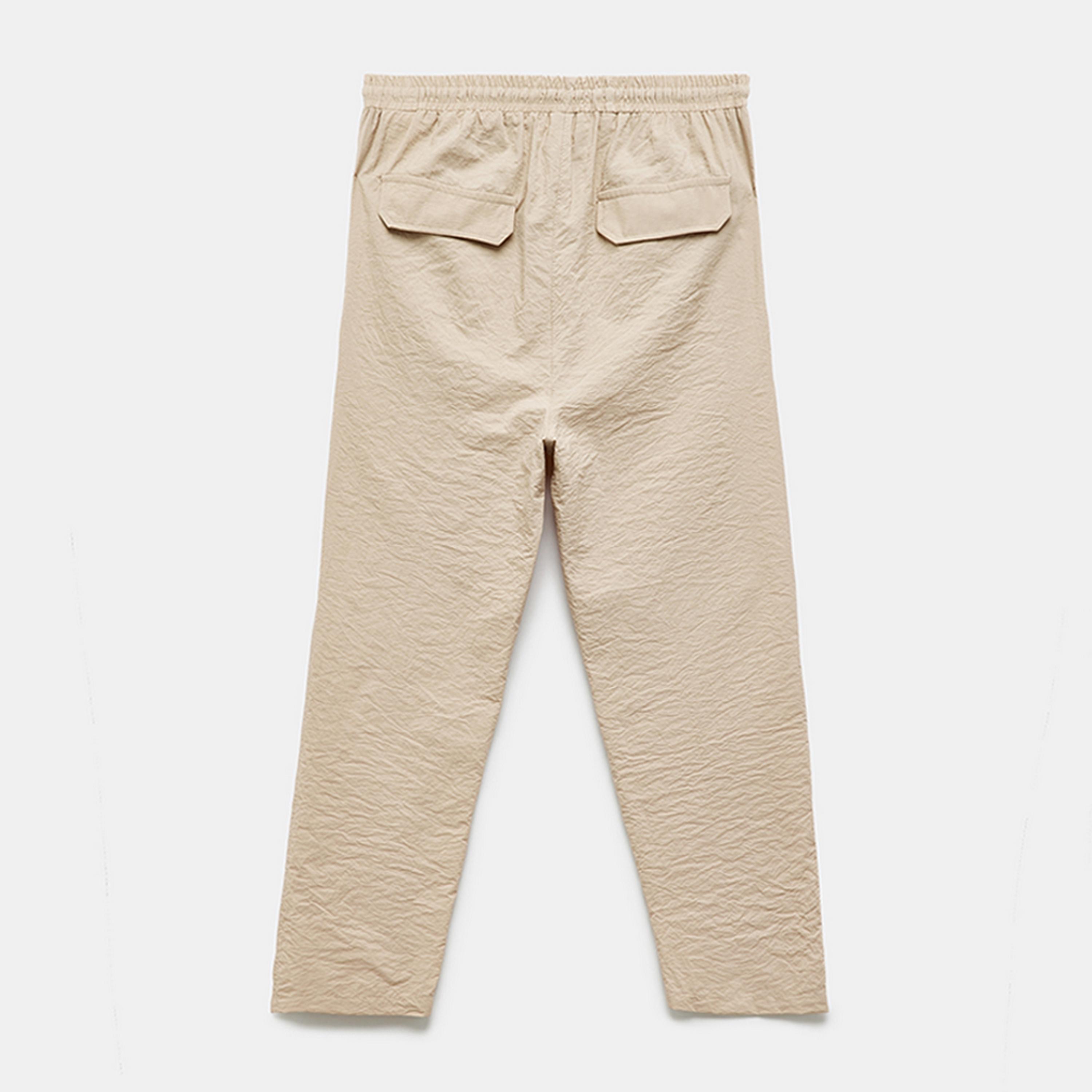 KOTON Beige Textured Polyamide Drawstring Women's Trousers-women-clothing-bottoms-trousers-image-4