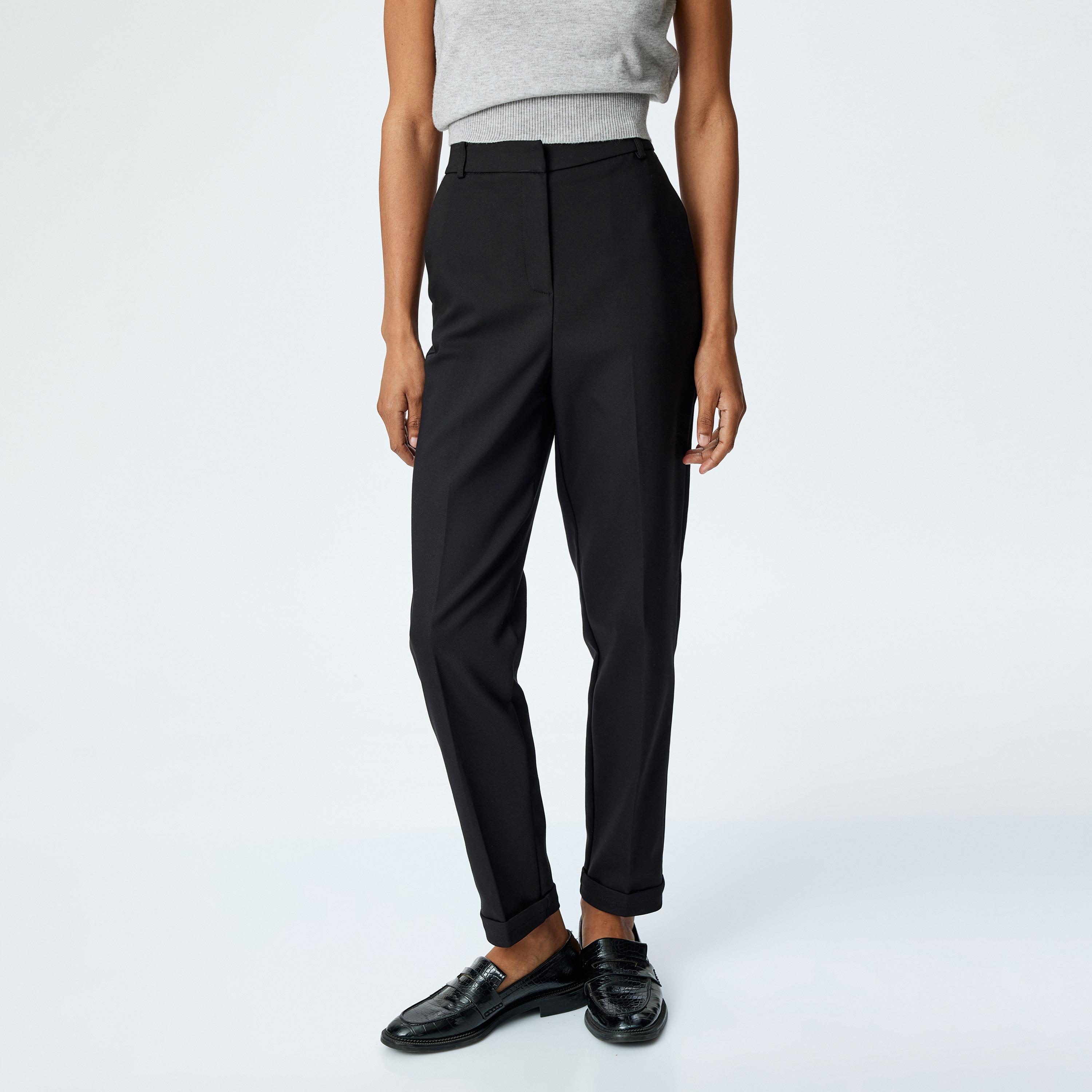 Koton Black Plain Hook Closure Women's Trousers-women-clothing-bottoms-trousers-image-1