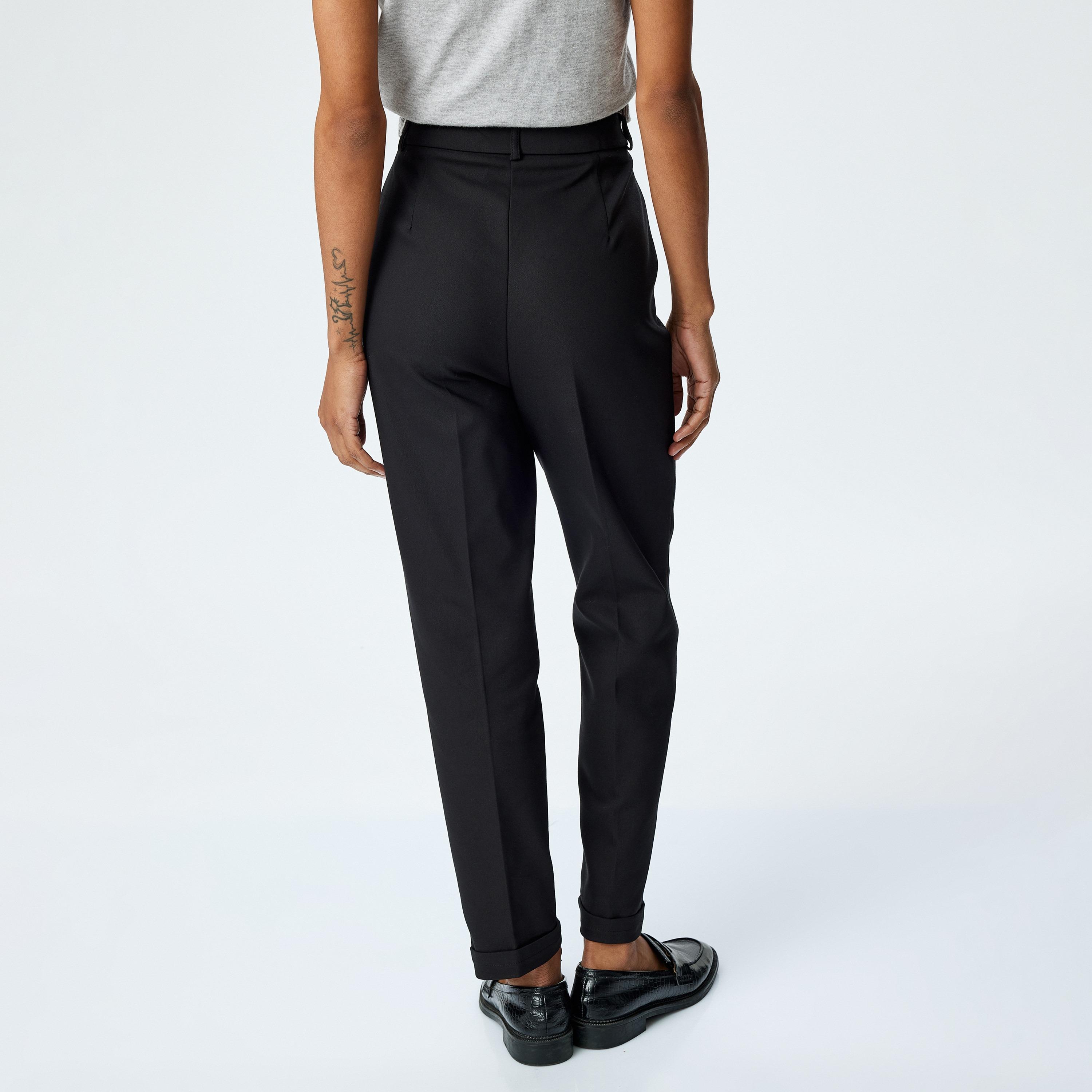 Koton Black Plain Hook Closure Women's Trousers-women-clothing-bottoms-trousers-image-3