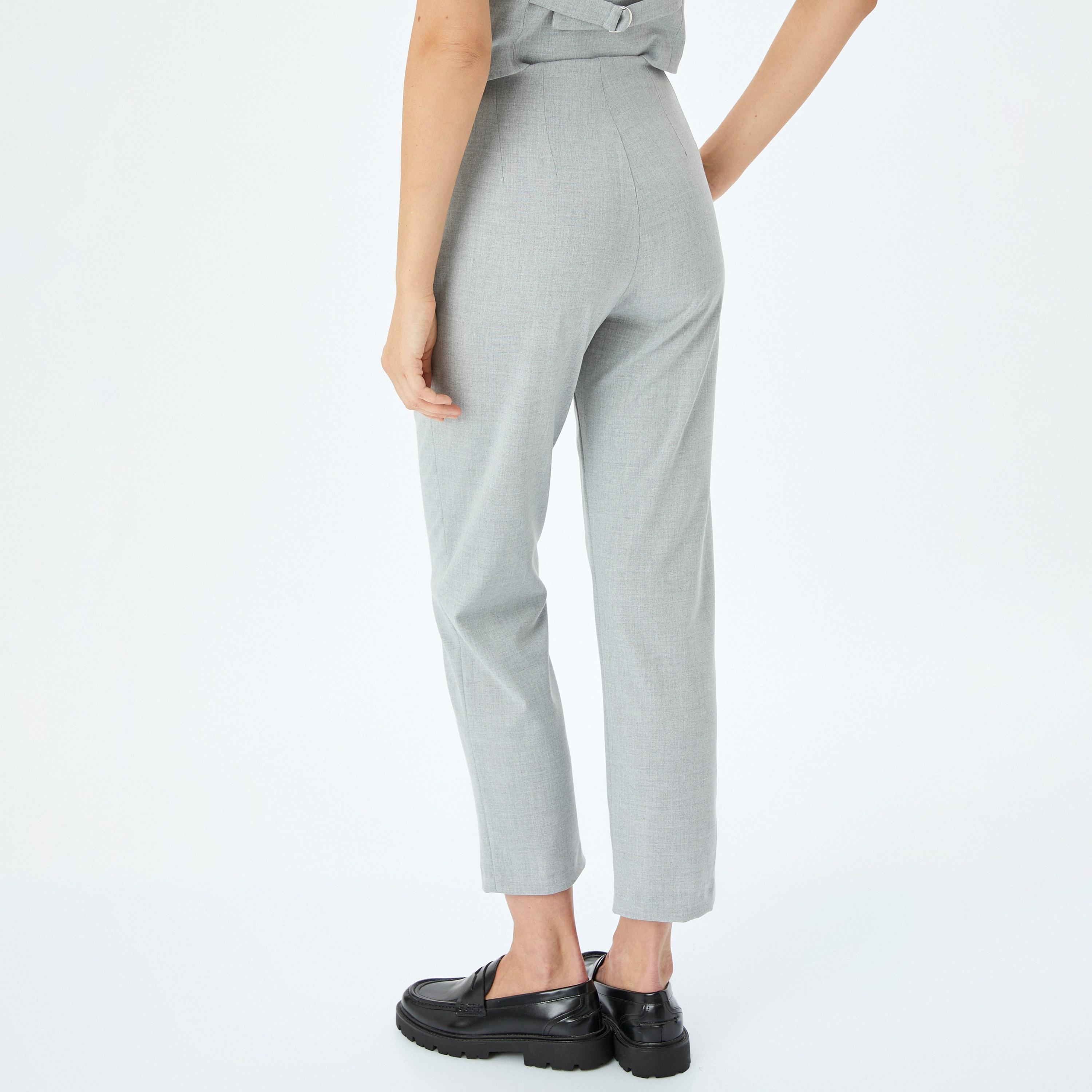 Koton Grey Plain Hook Closure Women's Trousers-women-clothing-bottoms-trousers-image-3