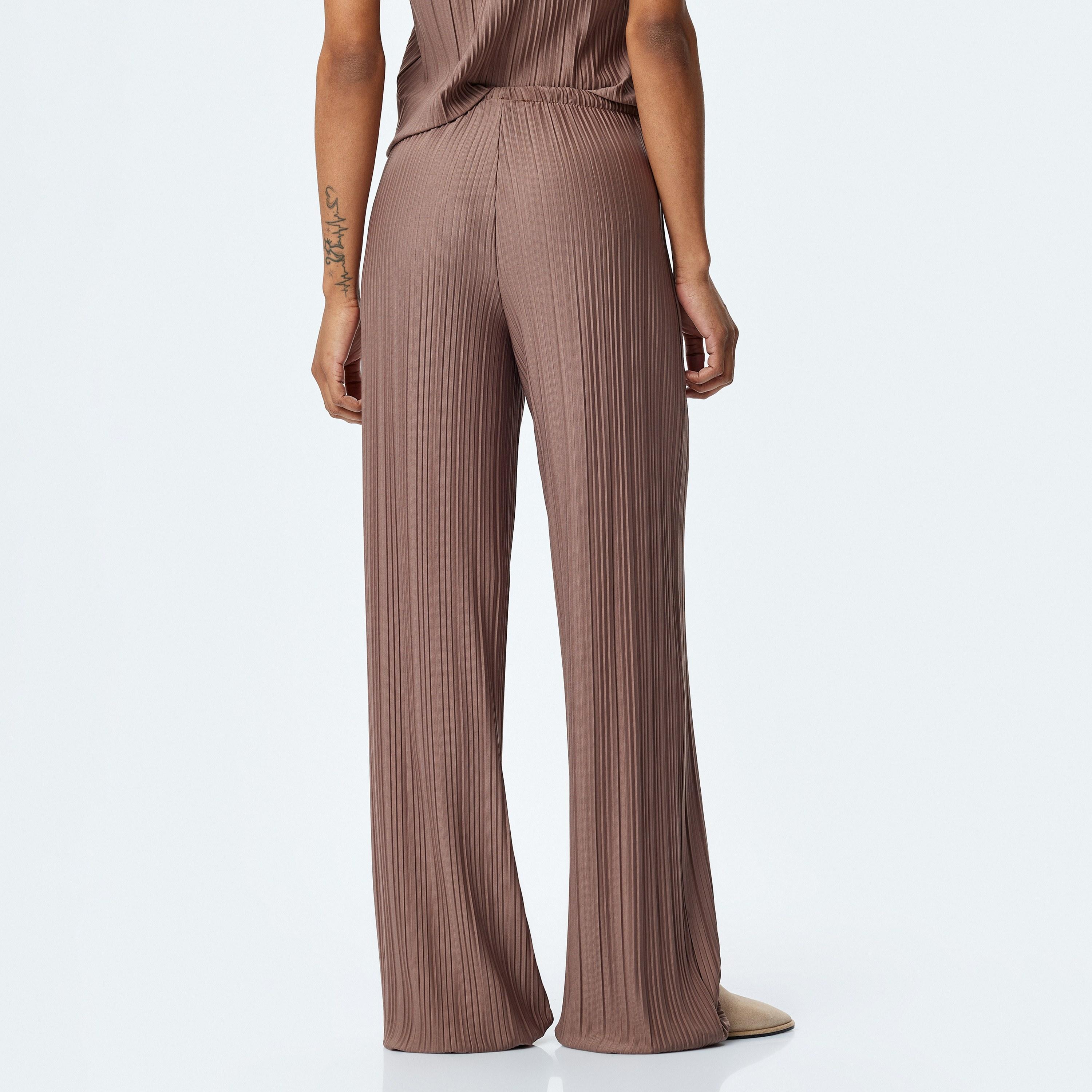 Koton Brown Textured Drawstring Women's Trousers-women-clothing-bottoms-trousers-image-3