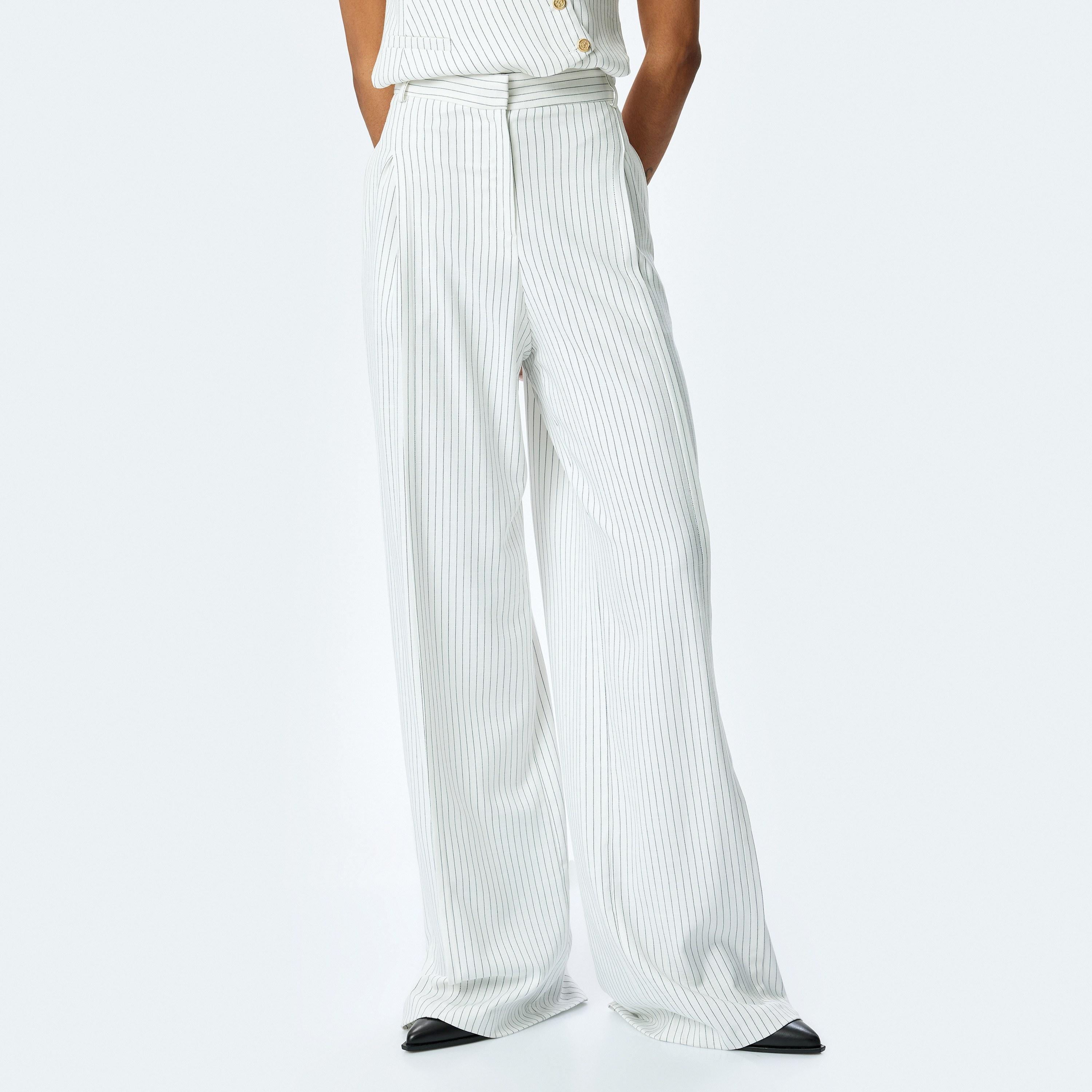 إغلاق سراويل النساء بخطاف أسود مخطط من كوتون-women-clothing-bottoms-trousers-image-1