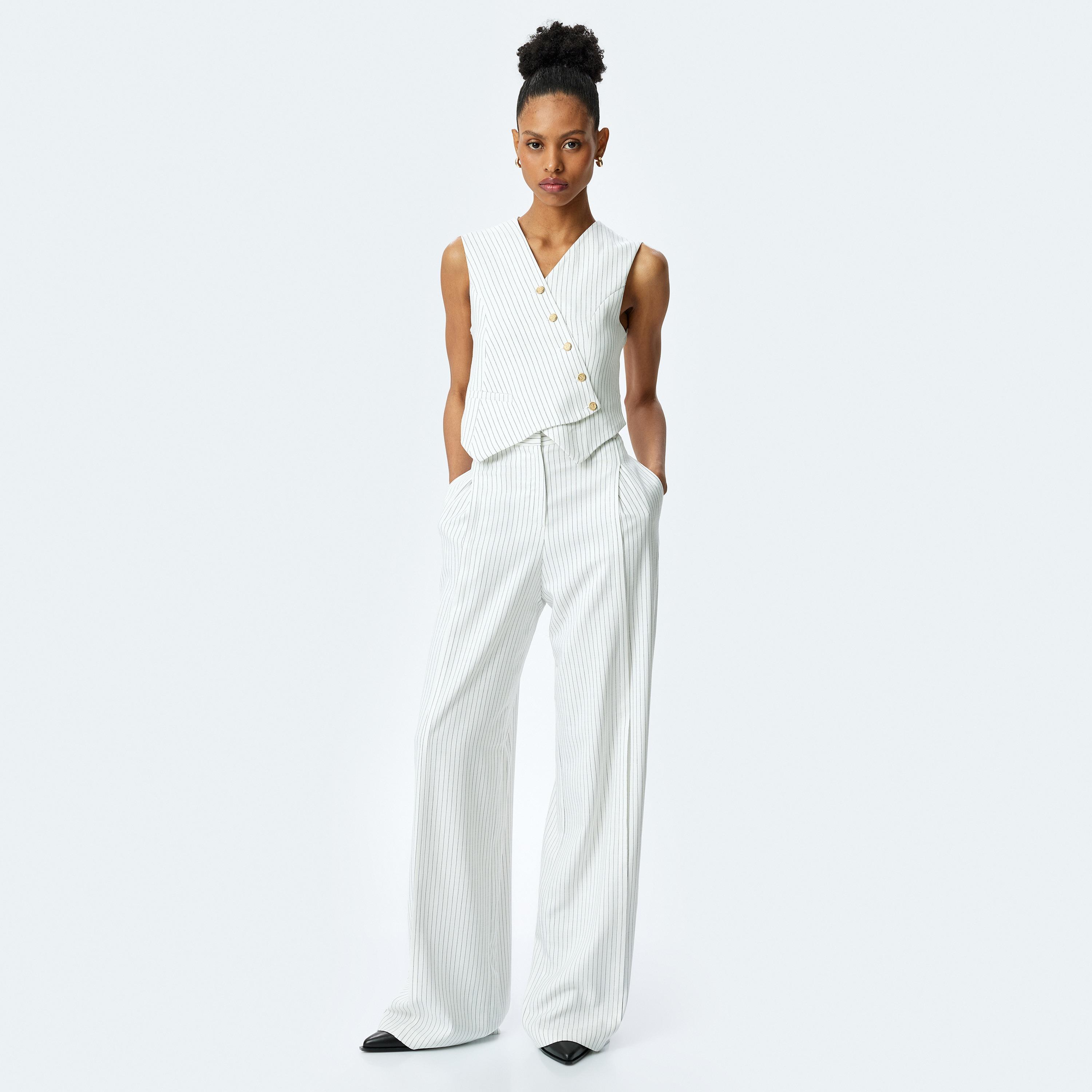 إغلاق سراويل النساء بخطاف أسود مخطط من كوتون-women-clothing-bottoms-trousers-image-2