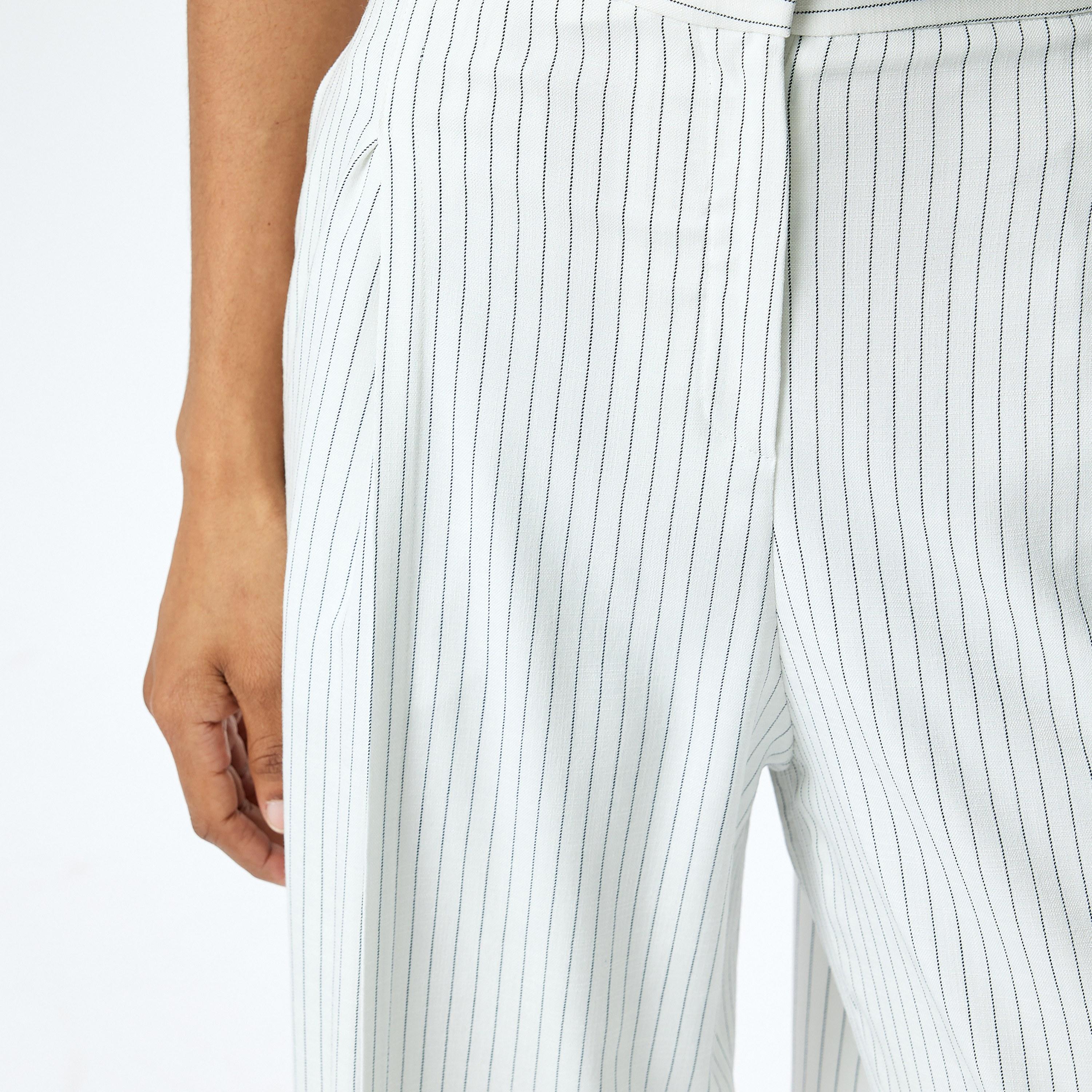 إغلاق سراويل النساء بخطاف أسود مخطط من كوتون-women-clothing-bottoms-trousers-image-4