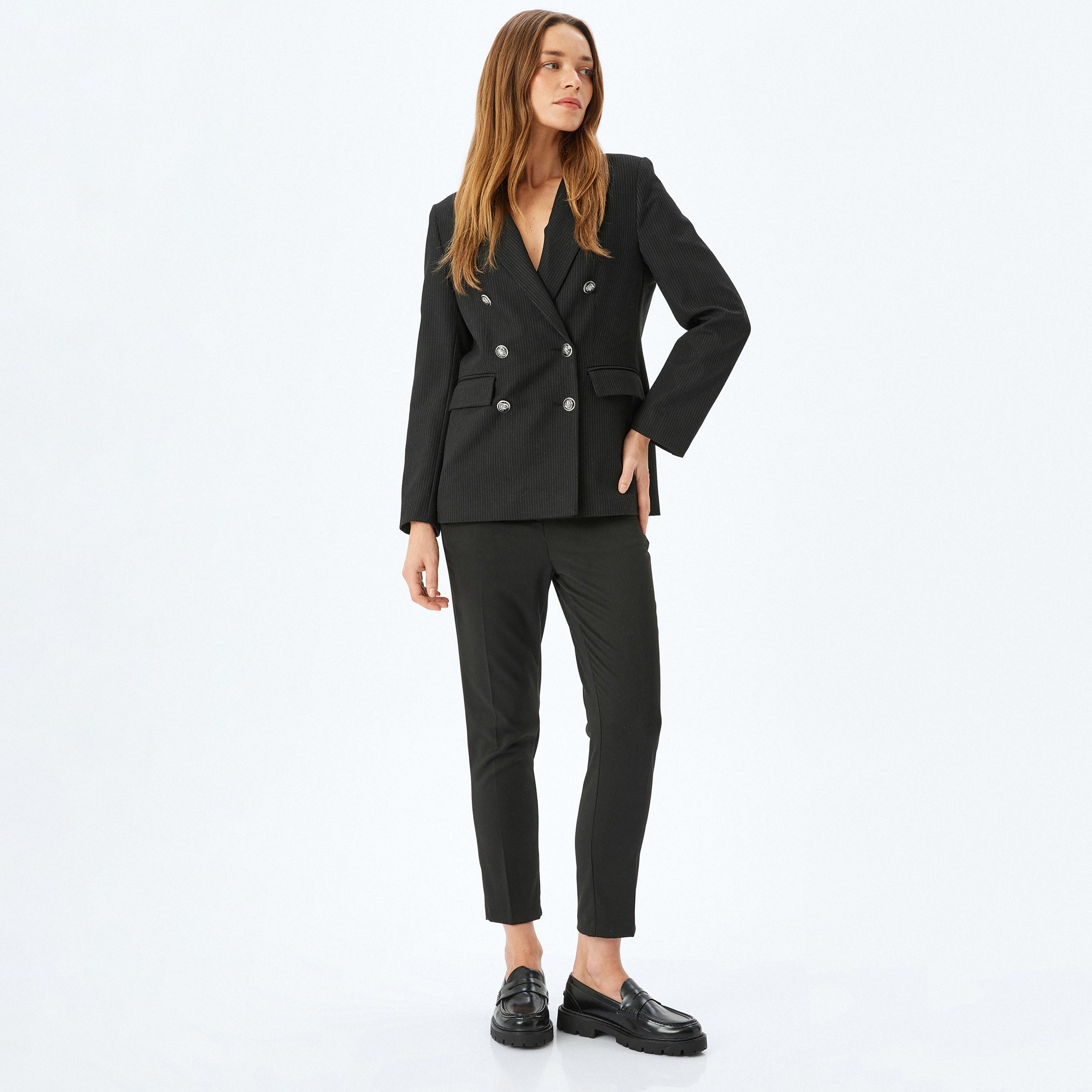 Koton Plain Hook Closure Women's Trousers-women-clothing-bottoms-trousers-image-2