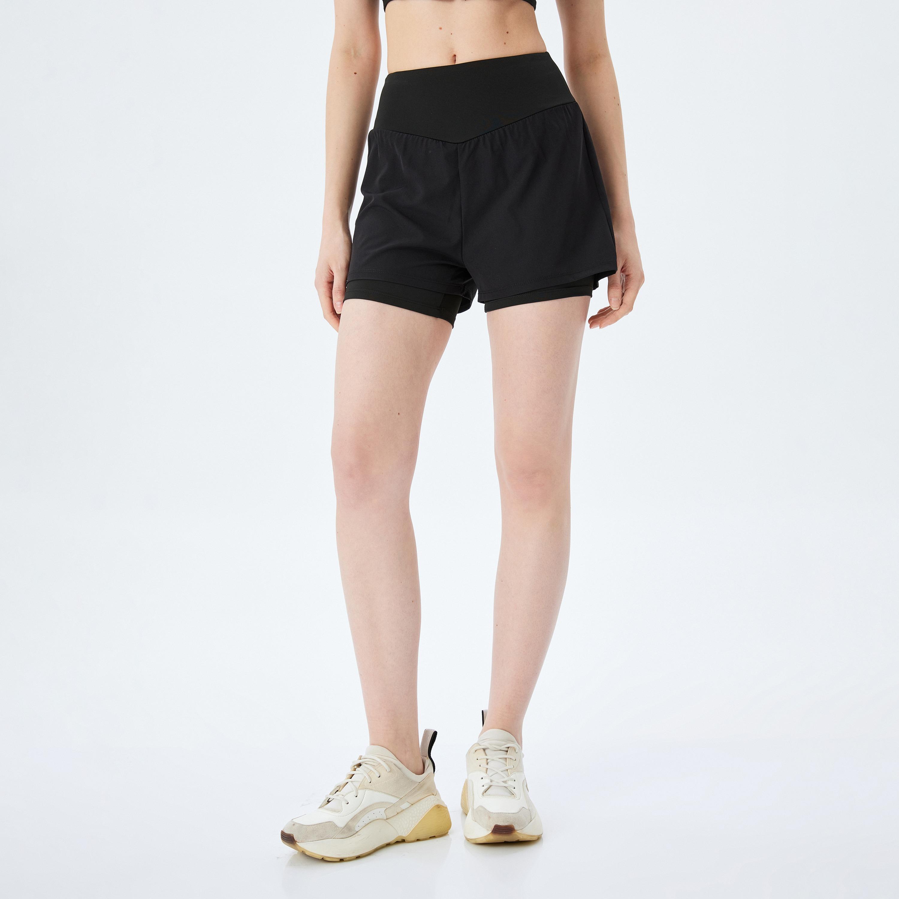 Koton Black Plain Elasticated Women's Shorts-women-clothing-sportswearandactivewear-activewearshorts-image-1