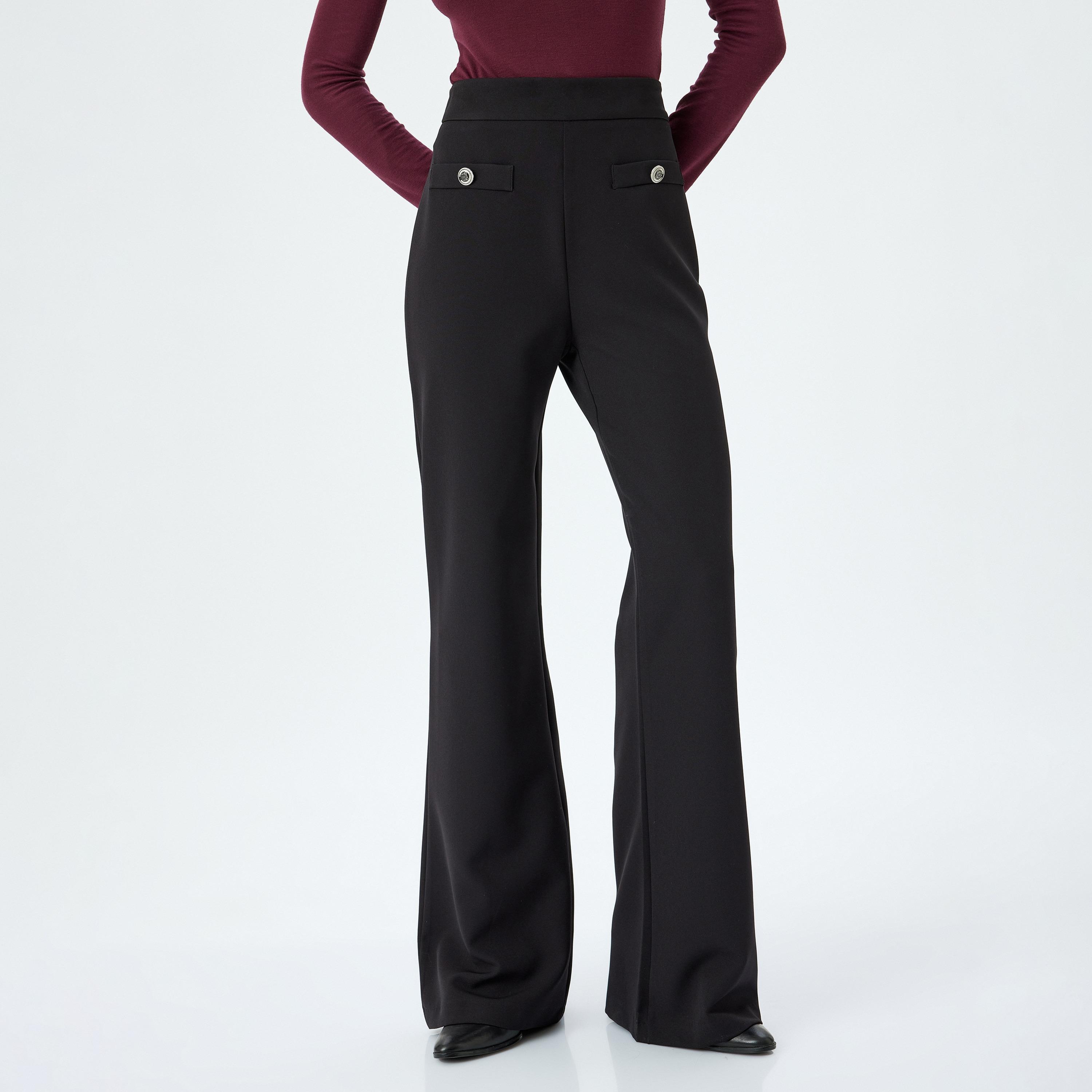 Koton Plain Wide Leg Women's Trousers-women-clothing-bottoms-trousers-image-1
