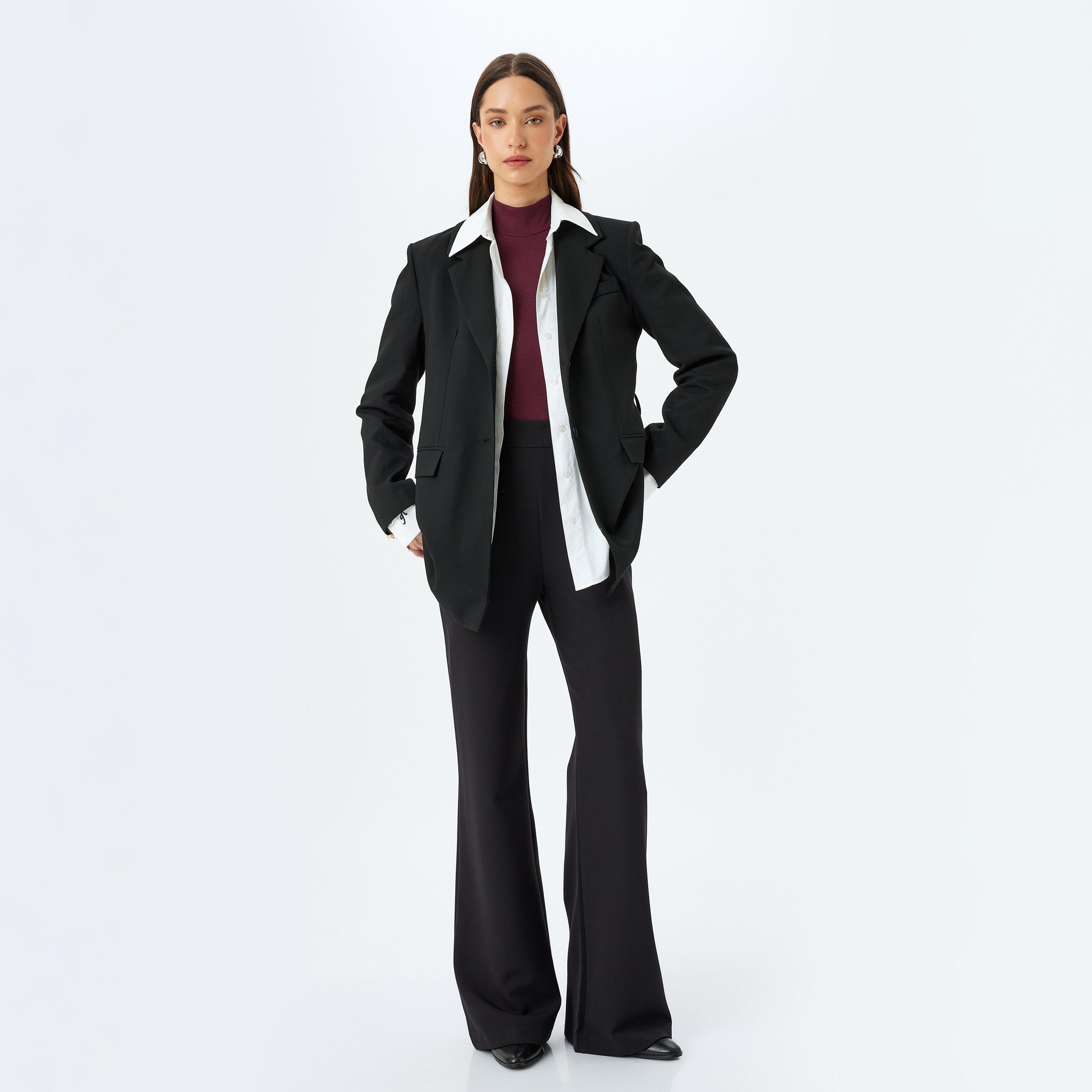 Koton Plain Wide Leg Women's Trousers-women-clothing-bottoms-trousers-image-2