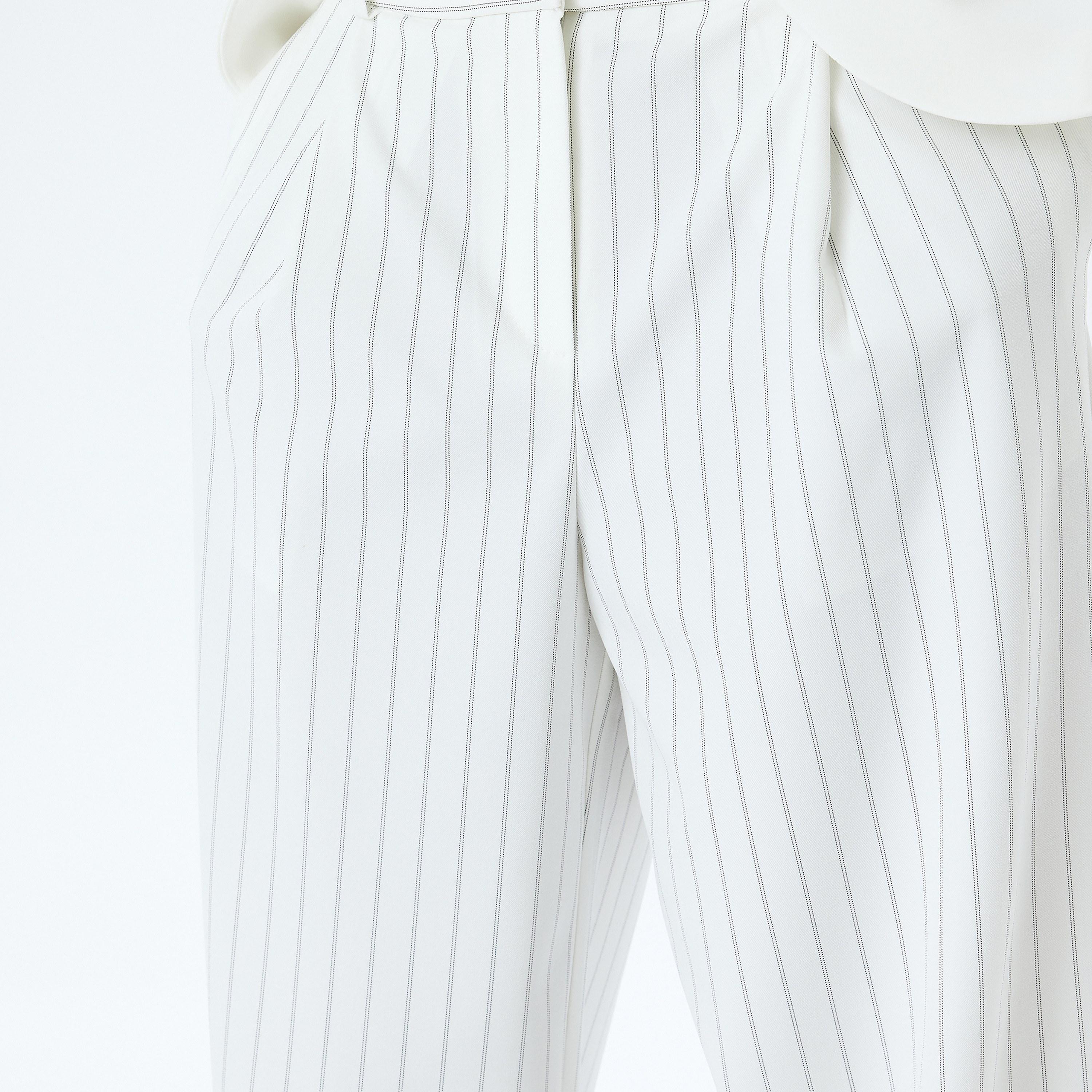 Koton Black Striped Hook Closure Women's Trousers-women-clothing-bottoms-trousers-image-4