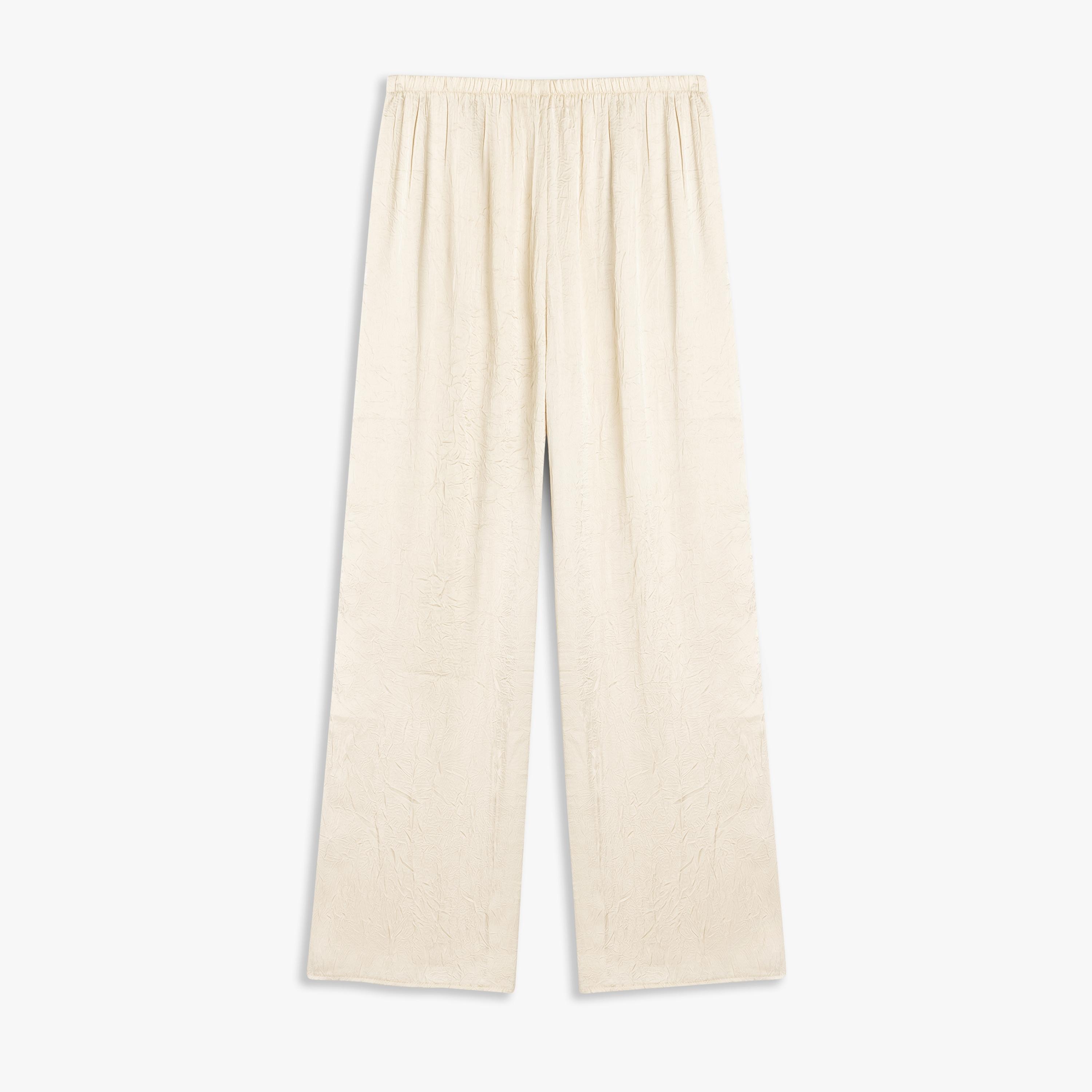 Koton Beige Crinkled Elasticated Waist Women's Trousers-women-clothing-bottoms-trousers-image-3