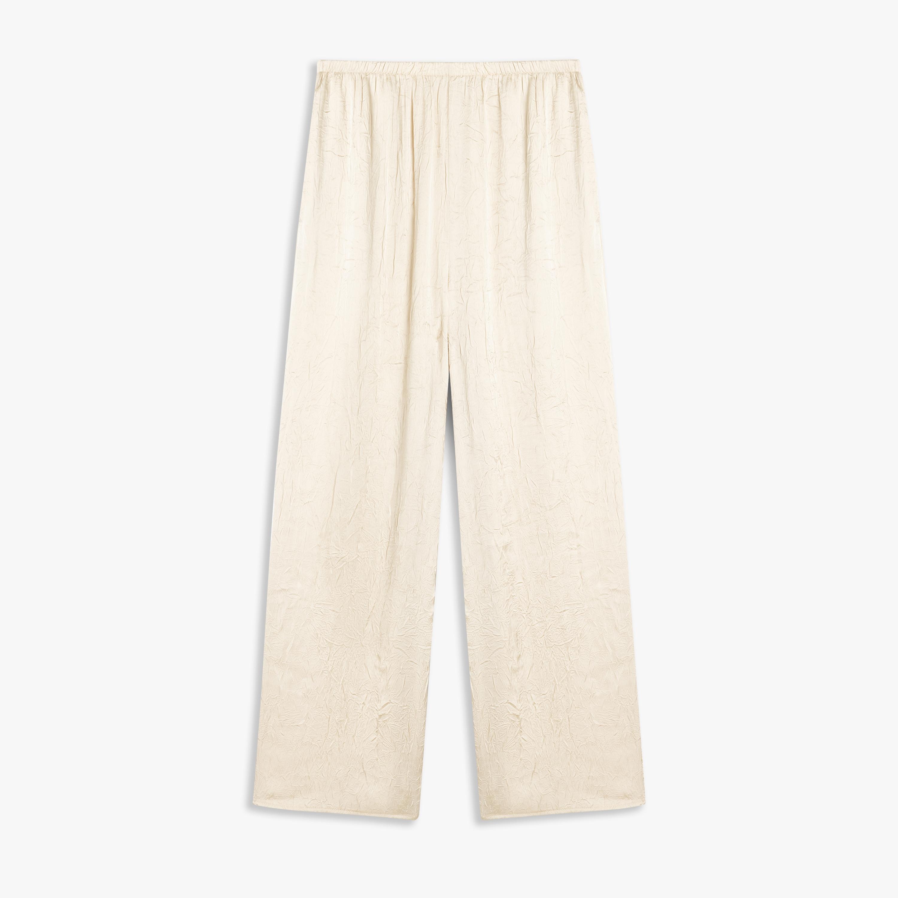Koton Beige Crinkled Elasticated Waist Women's Trousers-women-clothing-bottoms-trousers-image-4