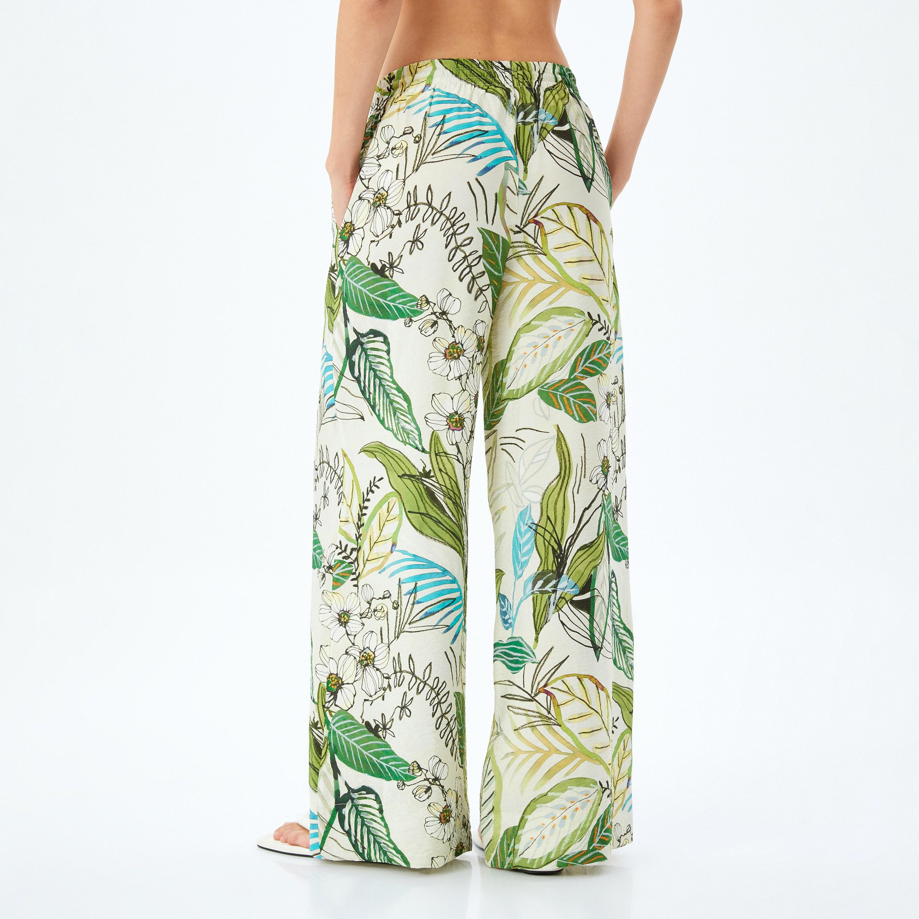 Koton Green Tropical Print Drawstring Women's Trousers-women-clothing-bottoms-trousers-image-3