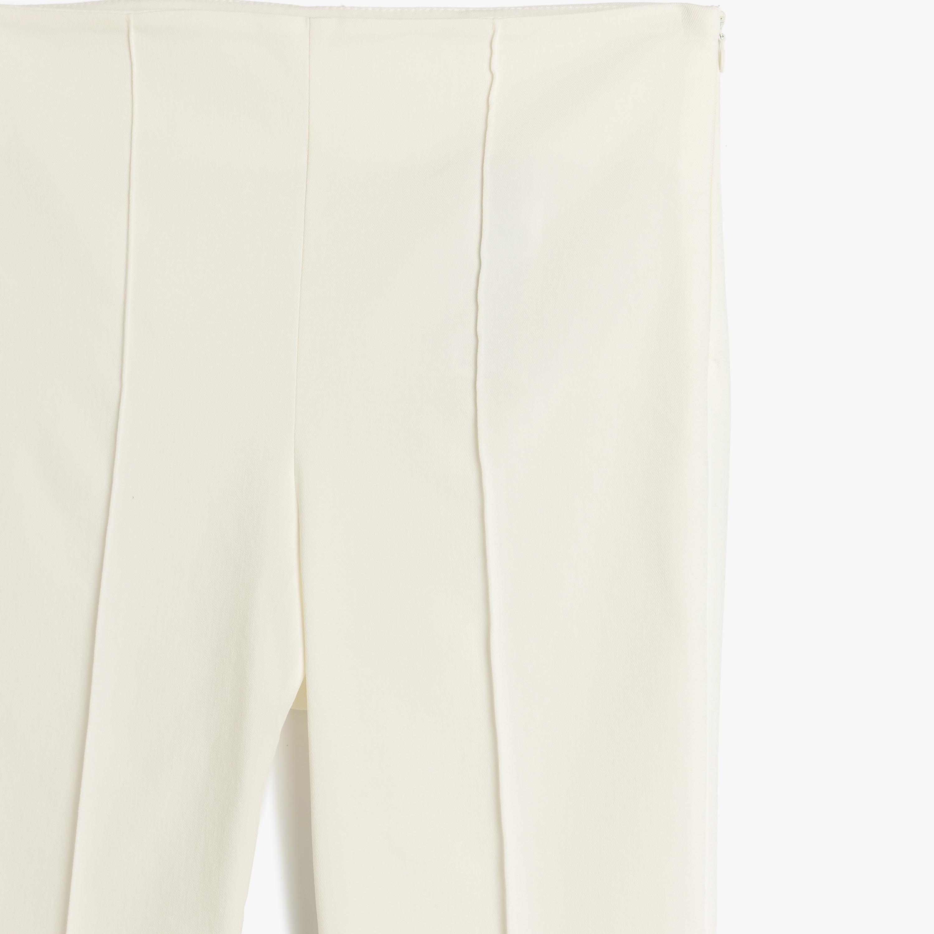Koton White Plain Concealed Zip Women's Trousers-women-clothing-bottoms-trousers-image-5