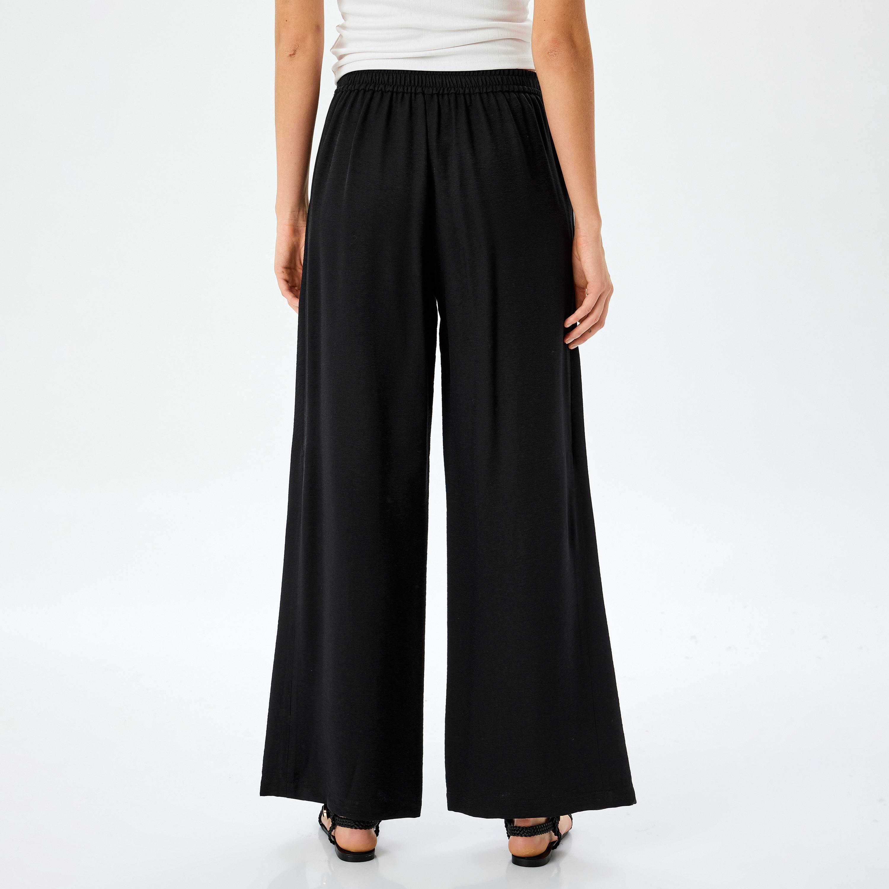Koton Plain Tie Front Wide Leg Women's Trousers-women-clothing-bottoms-trousers-image-3