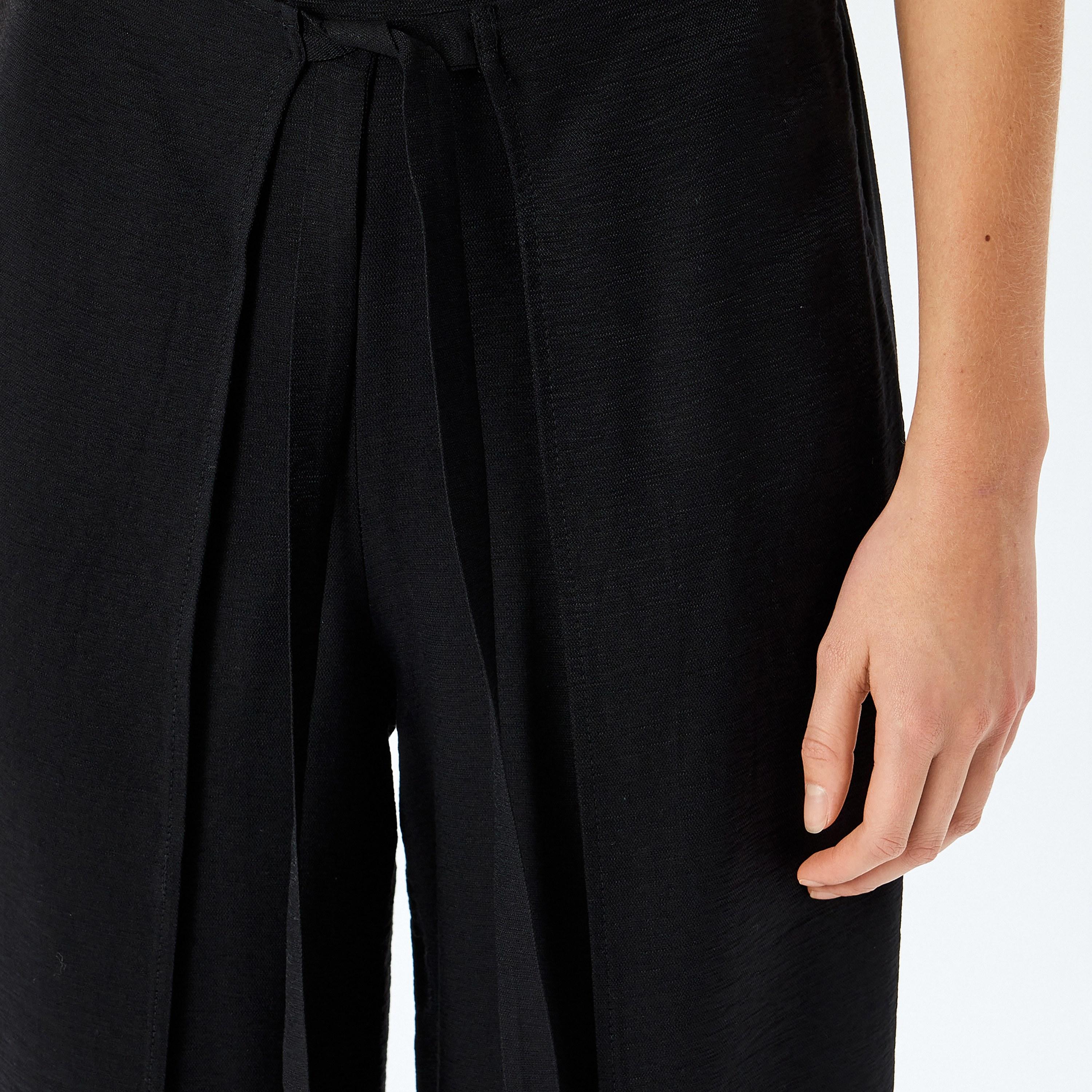 Koton Plain Tie Front Wide Leg Women's Trousers-women-clothing-bottoms-trousers-image-4