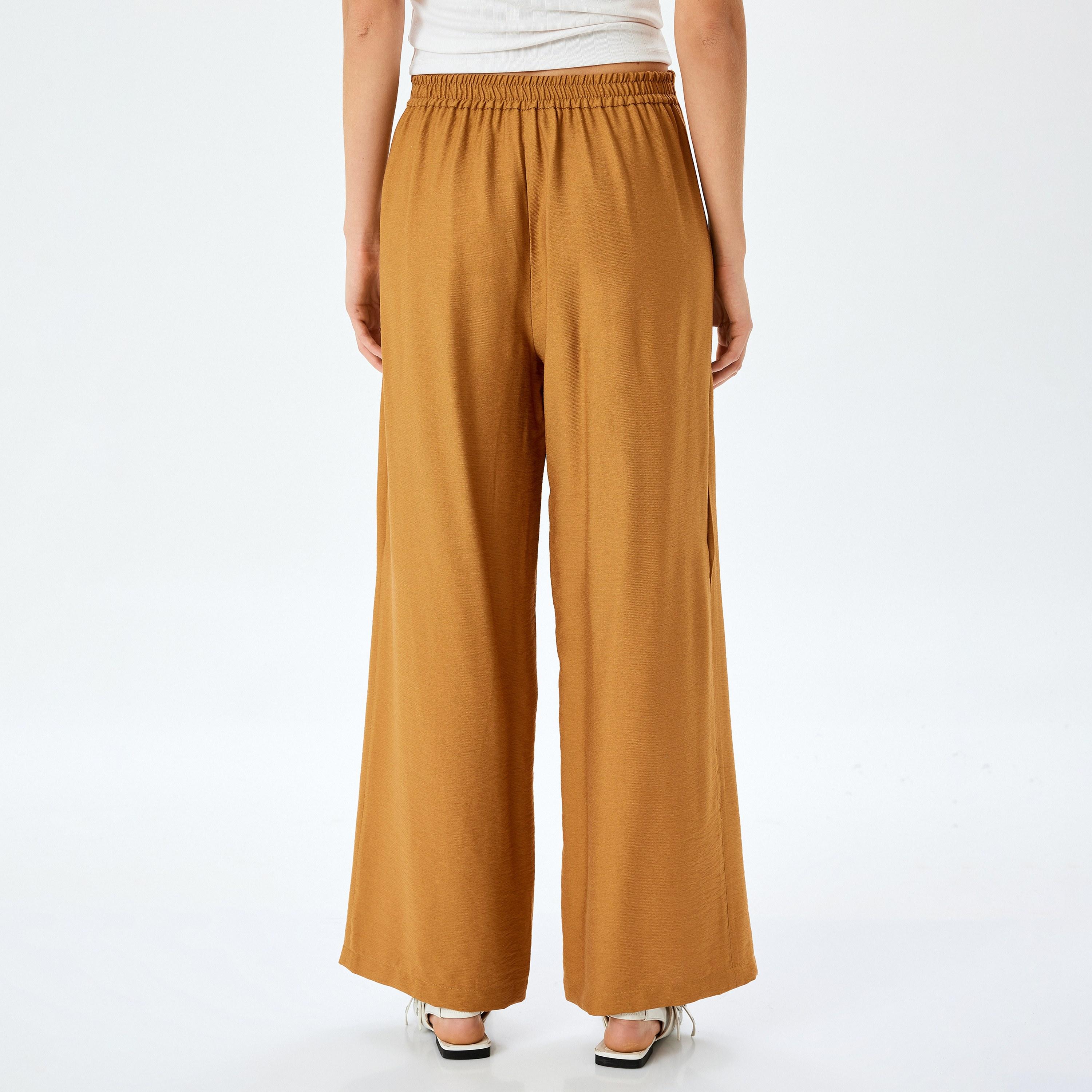 سراويل نسائية عريضة من كوتون بربطة عنق أمامية عريضة-women-clothing-bottoms-trousers-image-3