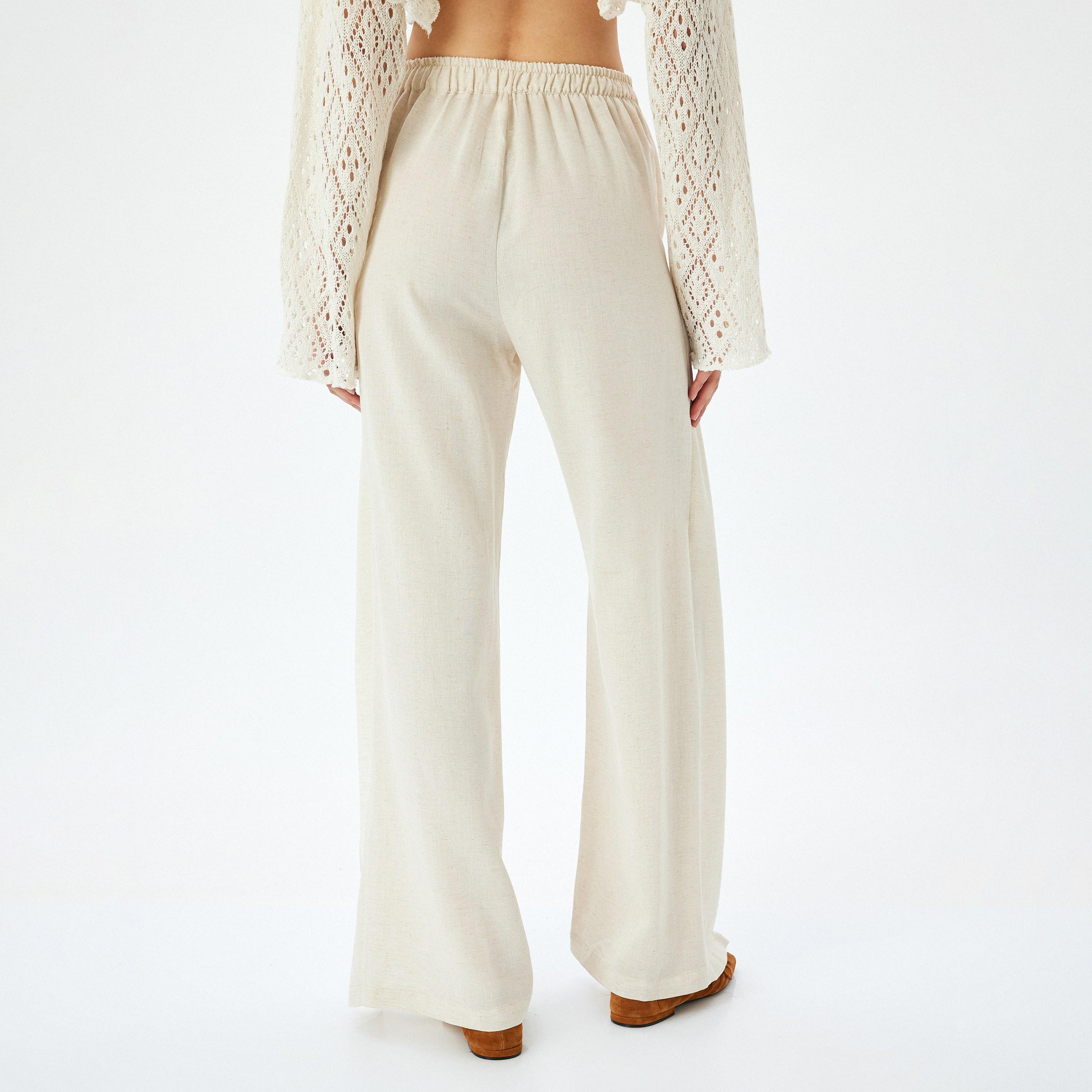 سراويل نسائية عريضة من كوتون بربطة عنق أمامية عريضة-women-clothing-bottoms-trousers-image-3