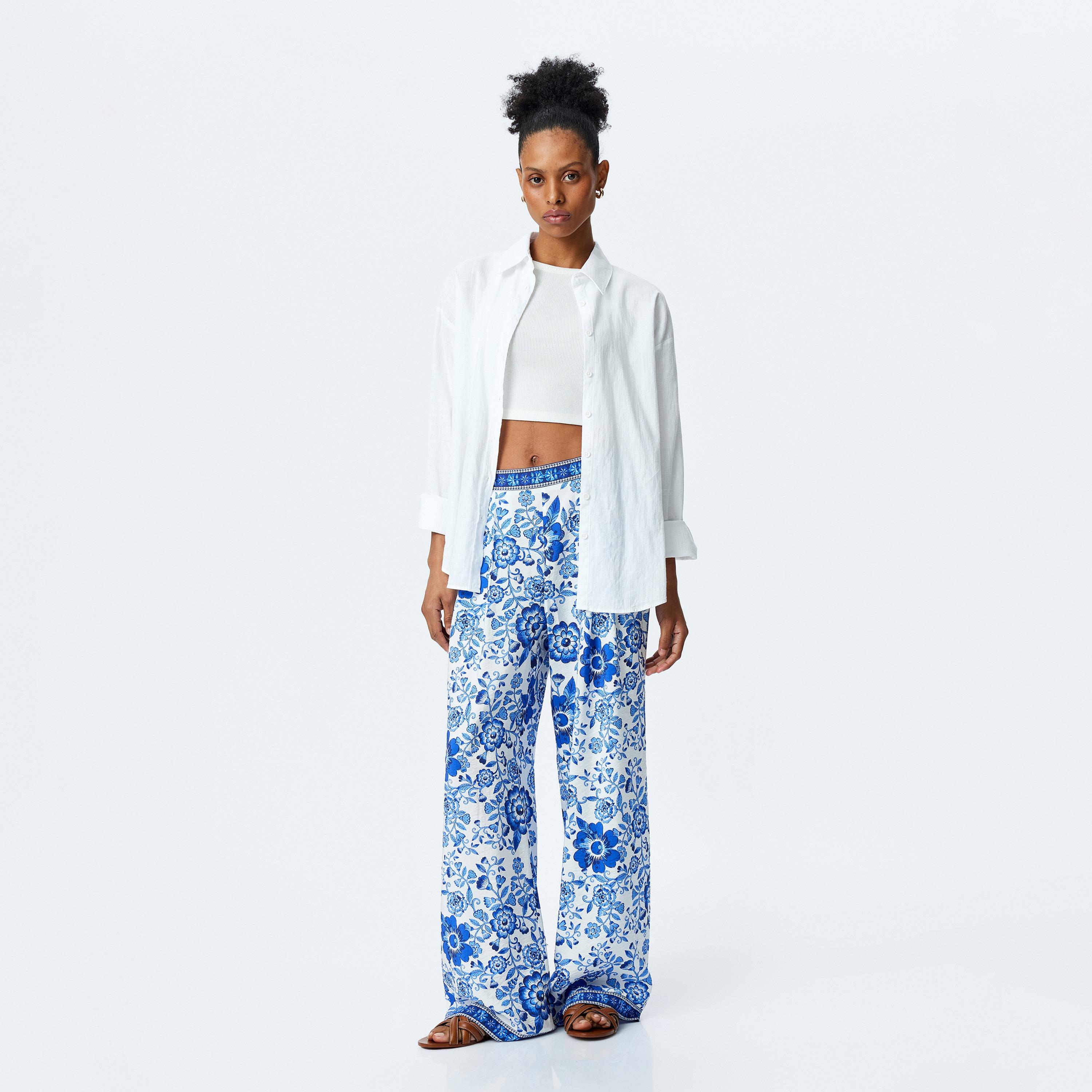 بنطلون نسائي بسحاب مخفي بنقشة أزرق أزرق من كوتون-women-clothing-bottoms-trousers-image-2