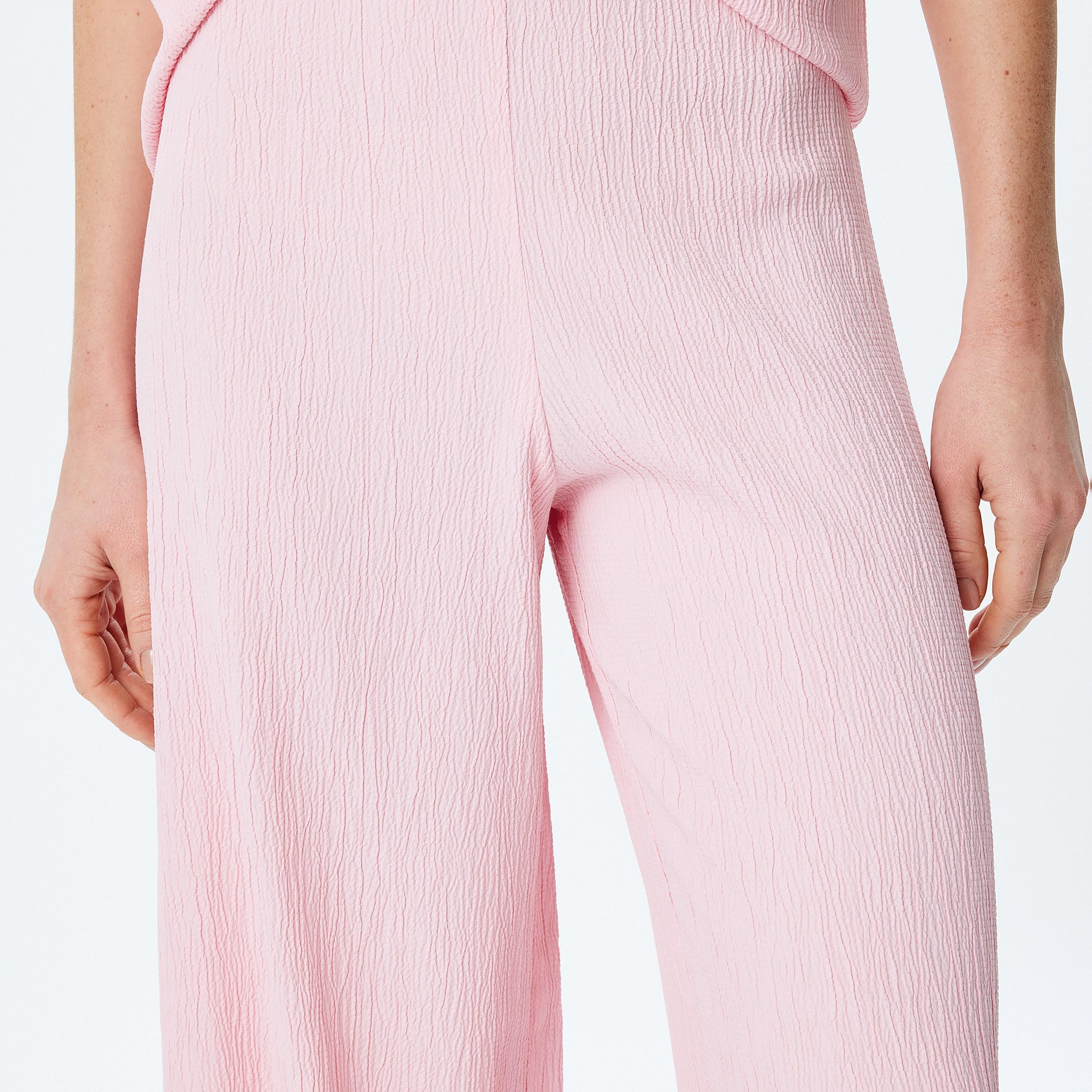 Koton Pink Crinkled Women's Trousers-women-clothing-bottoms-trousers-image-4