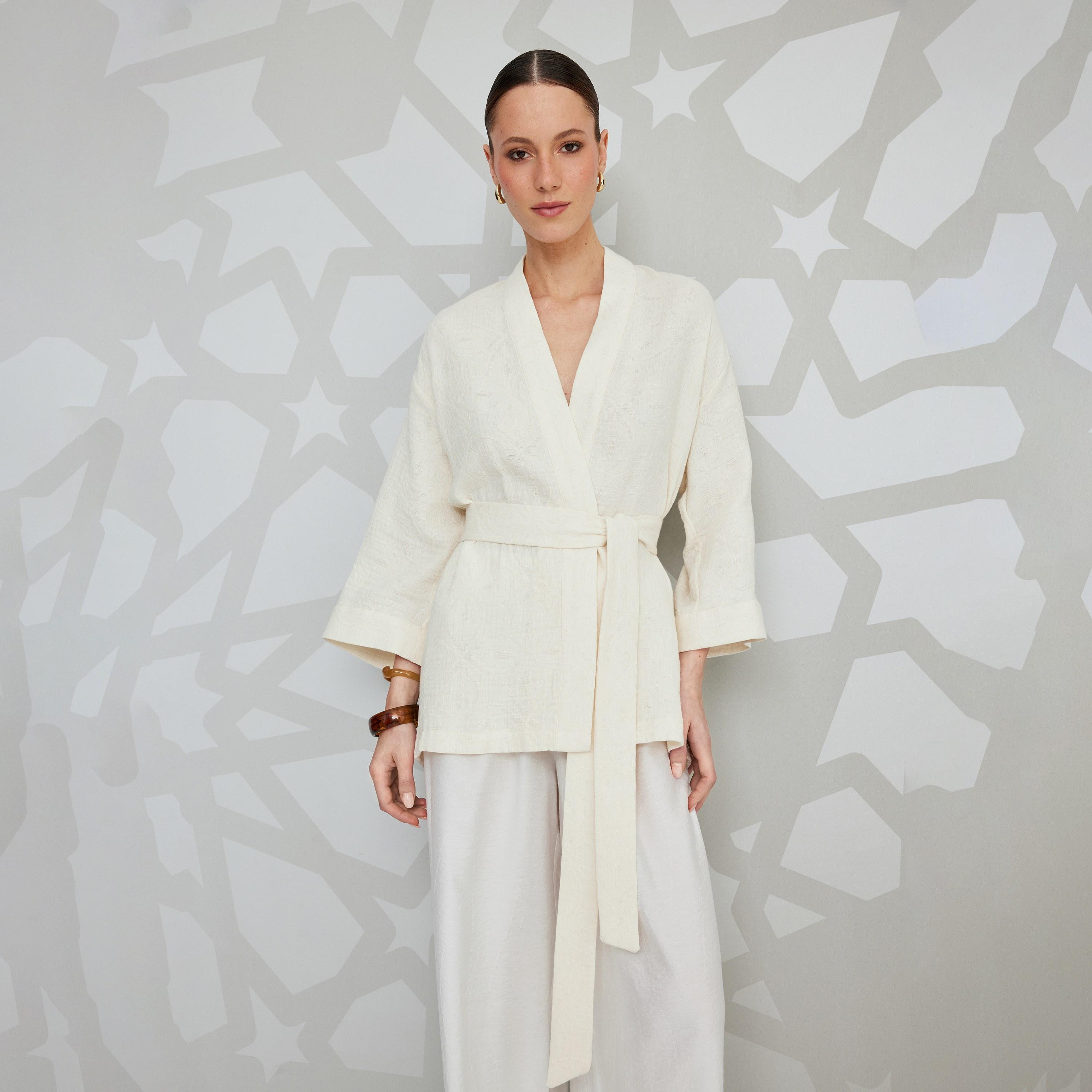 Koton White Plain Drawstring Women's Trousers-women-clothing-bottoms-trousers-image-4