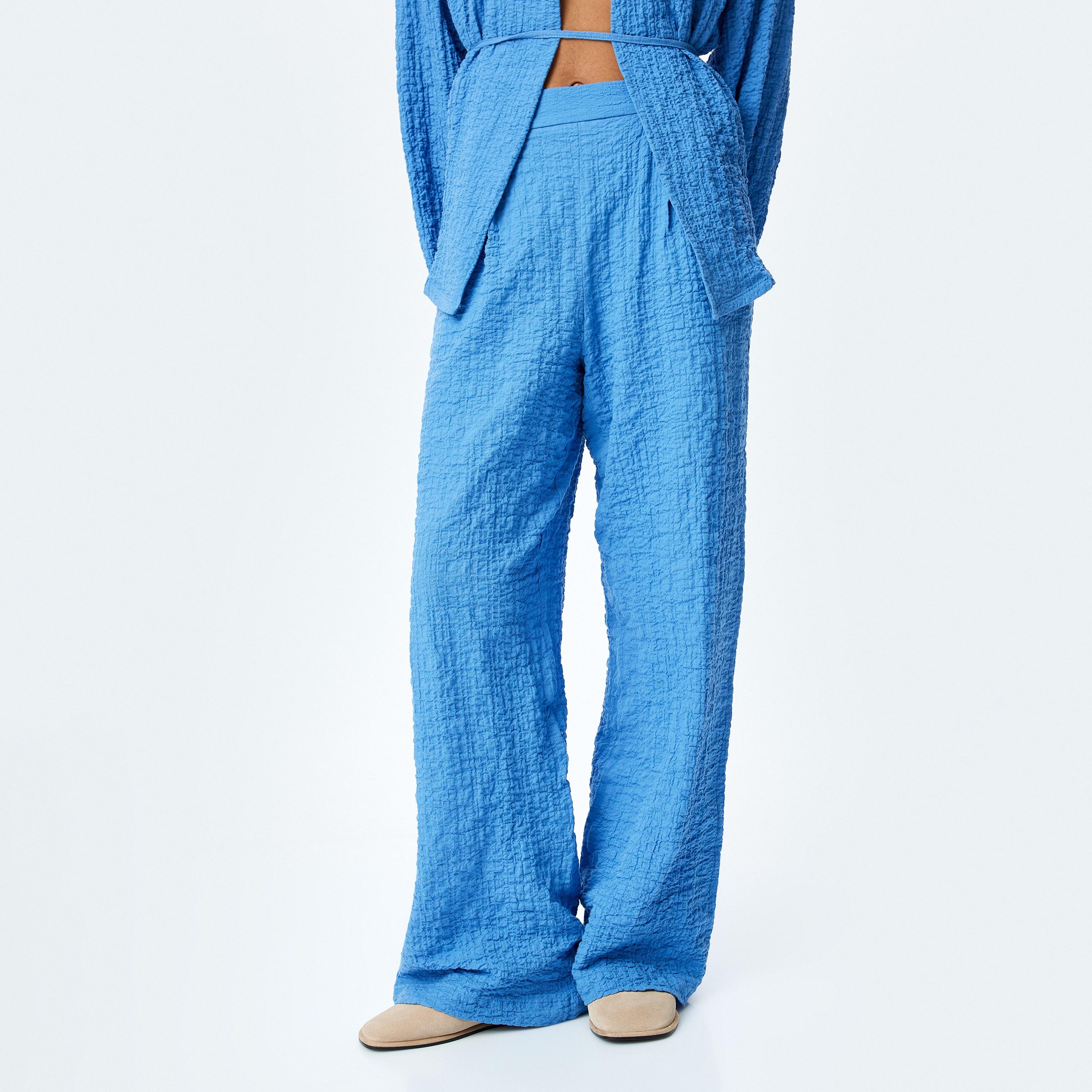 Koton Crinkled Wide Leg Women's Trousers-women-clothing-bottoms-trousers-image-1