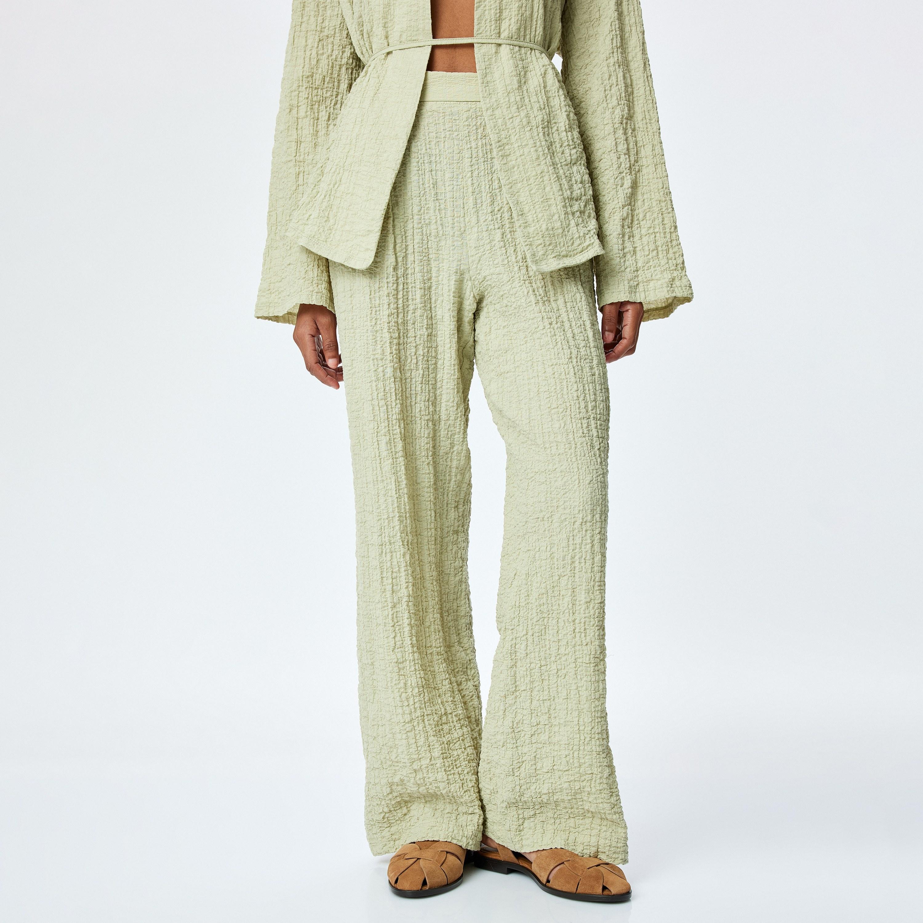 بنطلون نسائي واسع الساق المجعدة كوتون-women-clothing-bottoms-trousers-image-1