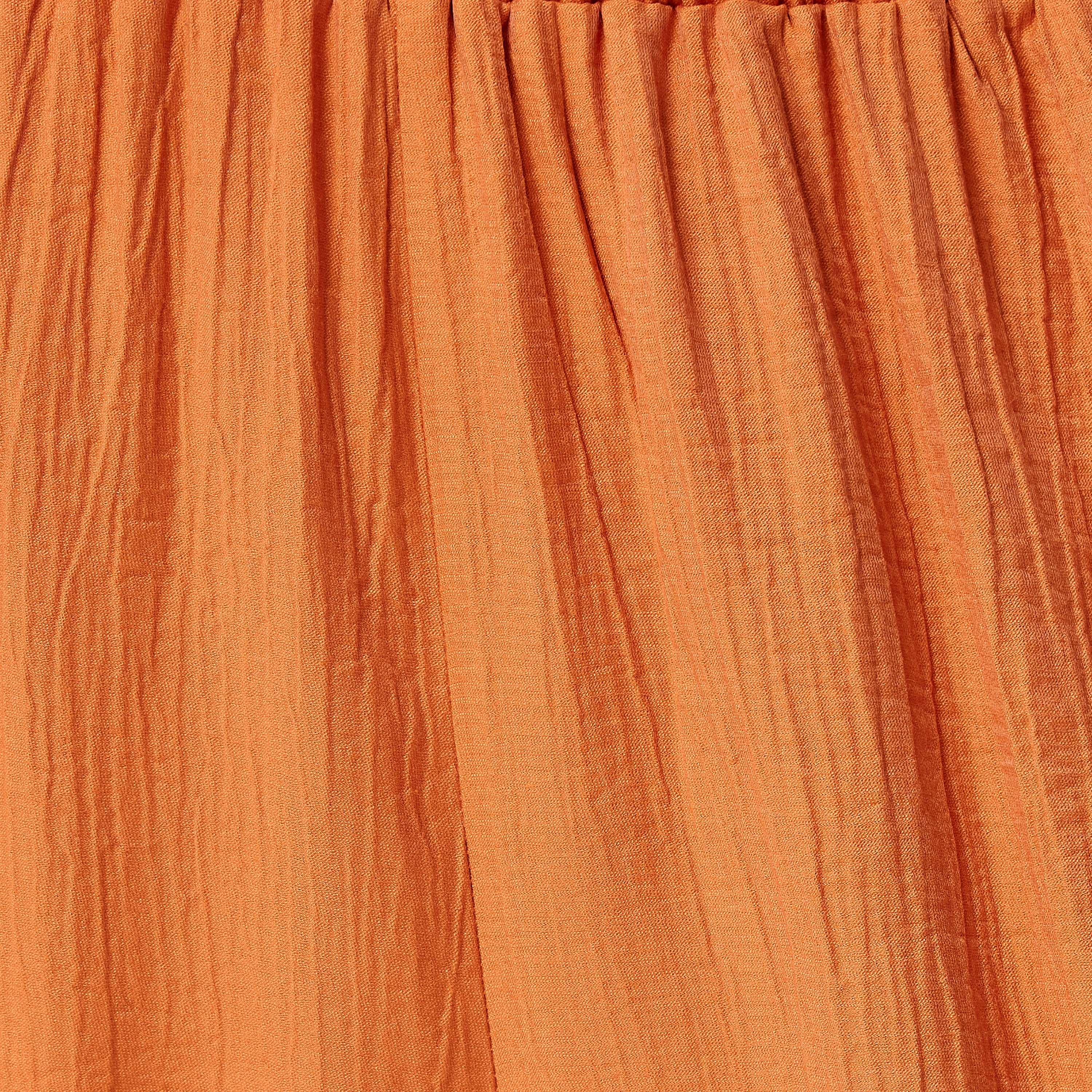Koton Orange Crinkled Elasticated Waist Women's Trousers-women-clothing-bottoms-trousers-image-5