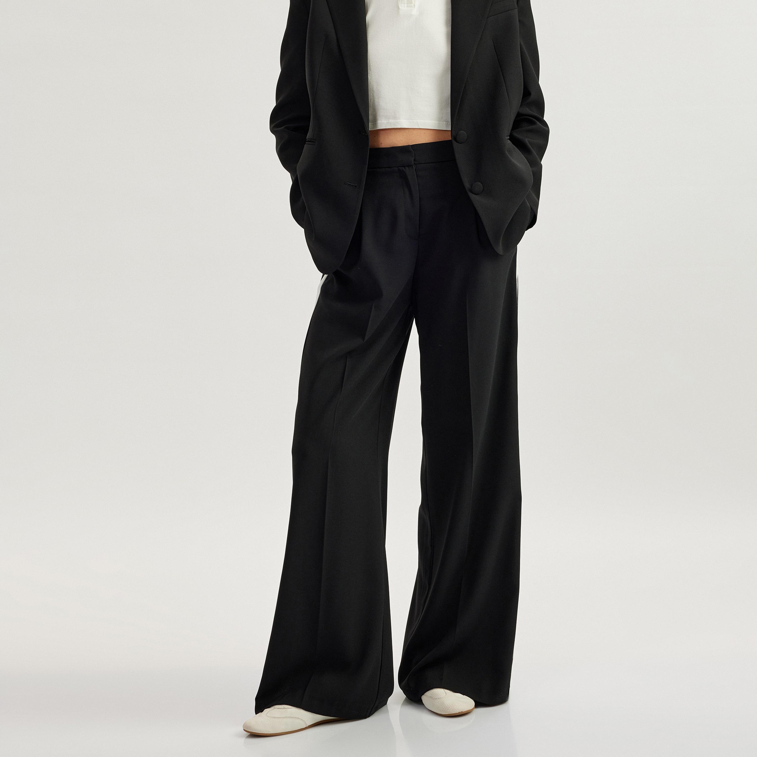 Koton Black Side Tape Hook Closure Women's Trousers-women-clothing-bottoms-trousers-image-1
