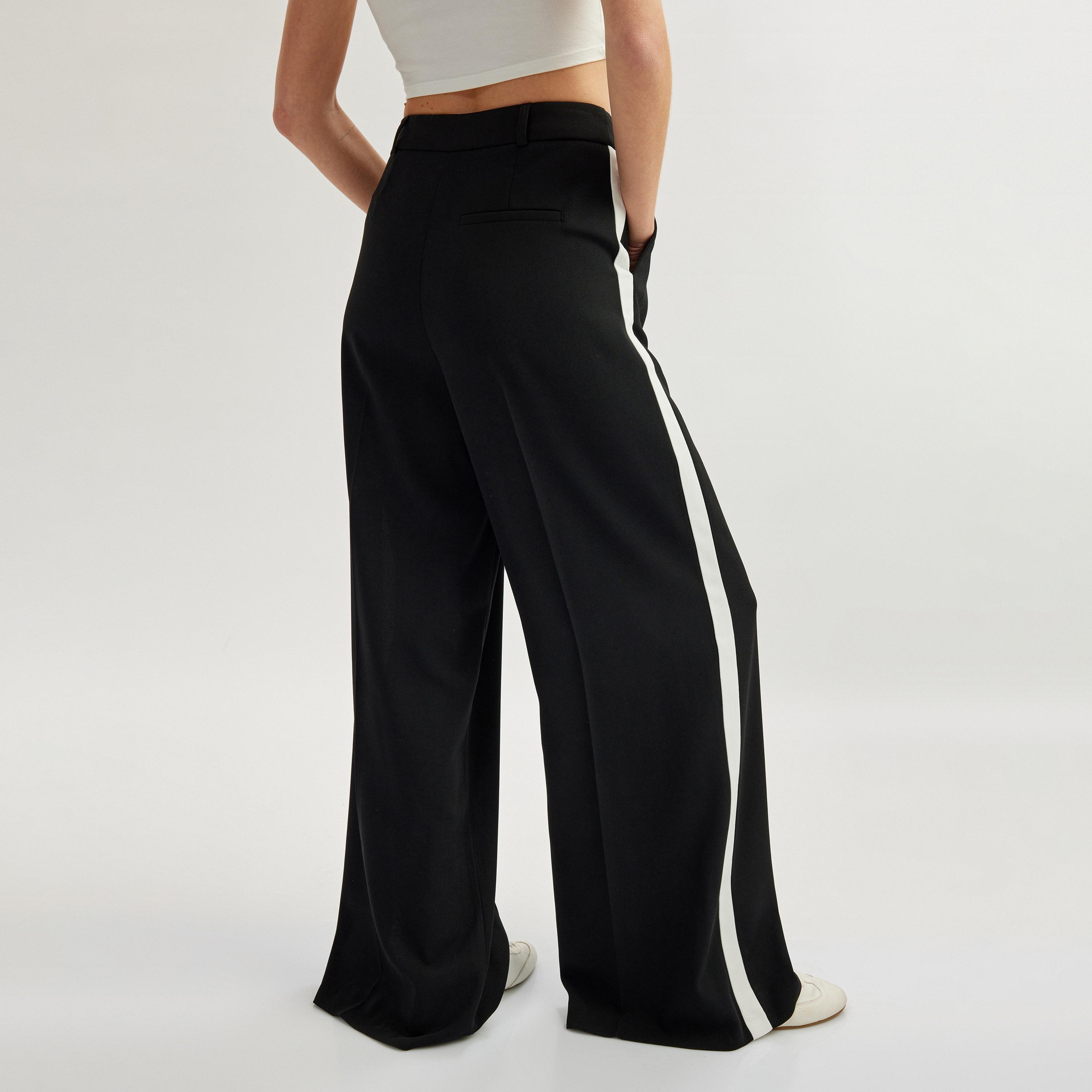 Koton Black Side Tape Hook Closure Women's Trousers-women-clothing-bottoms-trousers-image-3