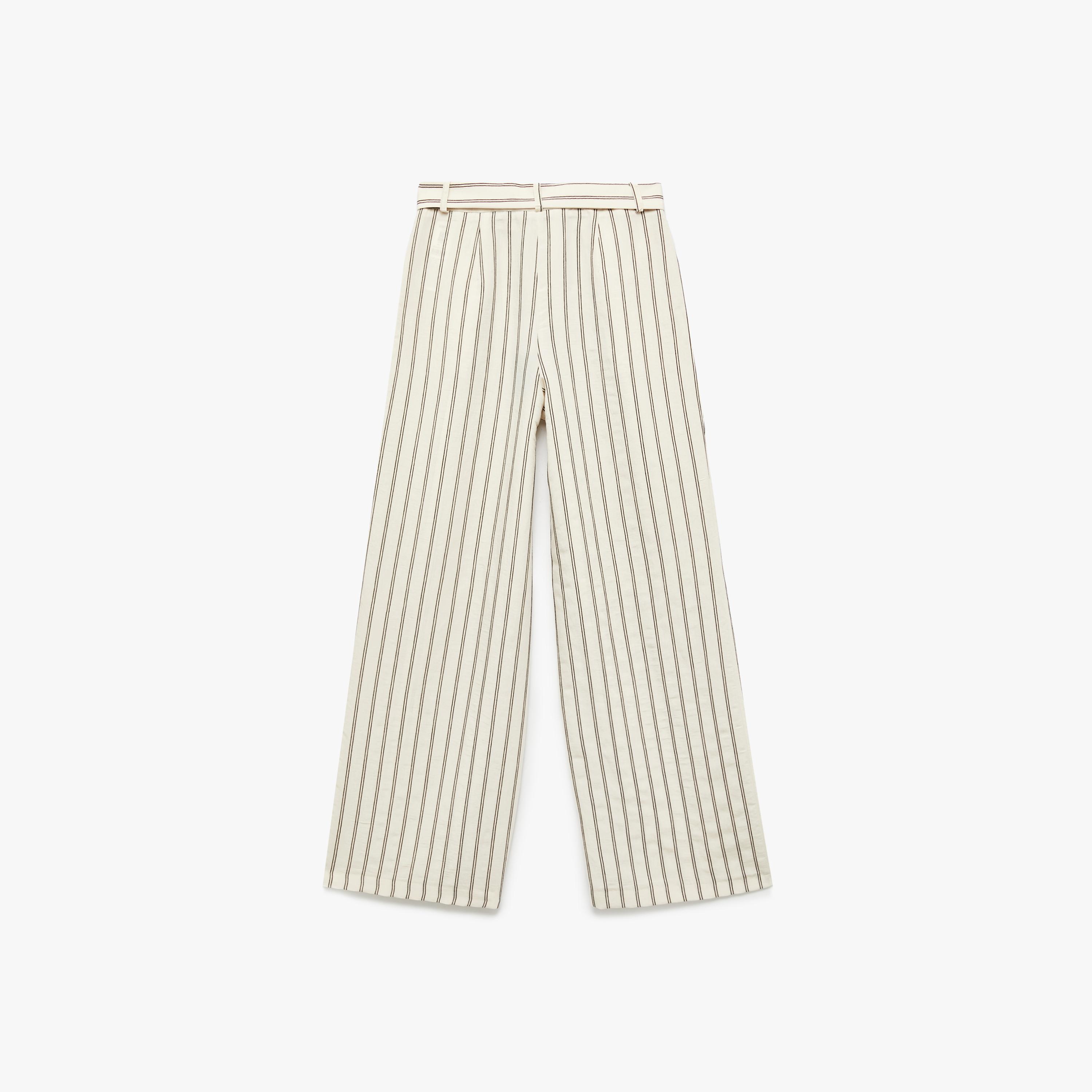 KOTON Brown Striped Zip Fly Wide Leg Women's Trousers-women-clothing-bottoms-trousers-image-5