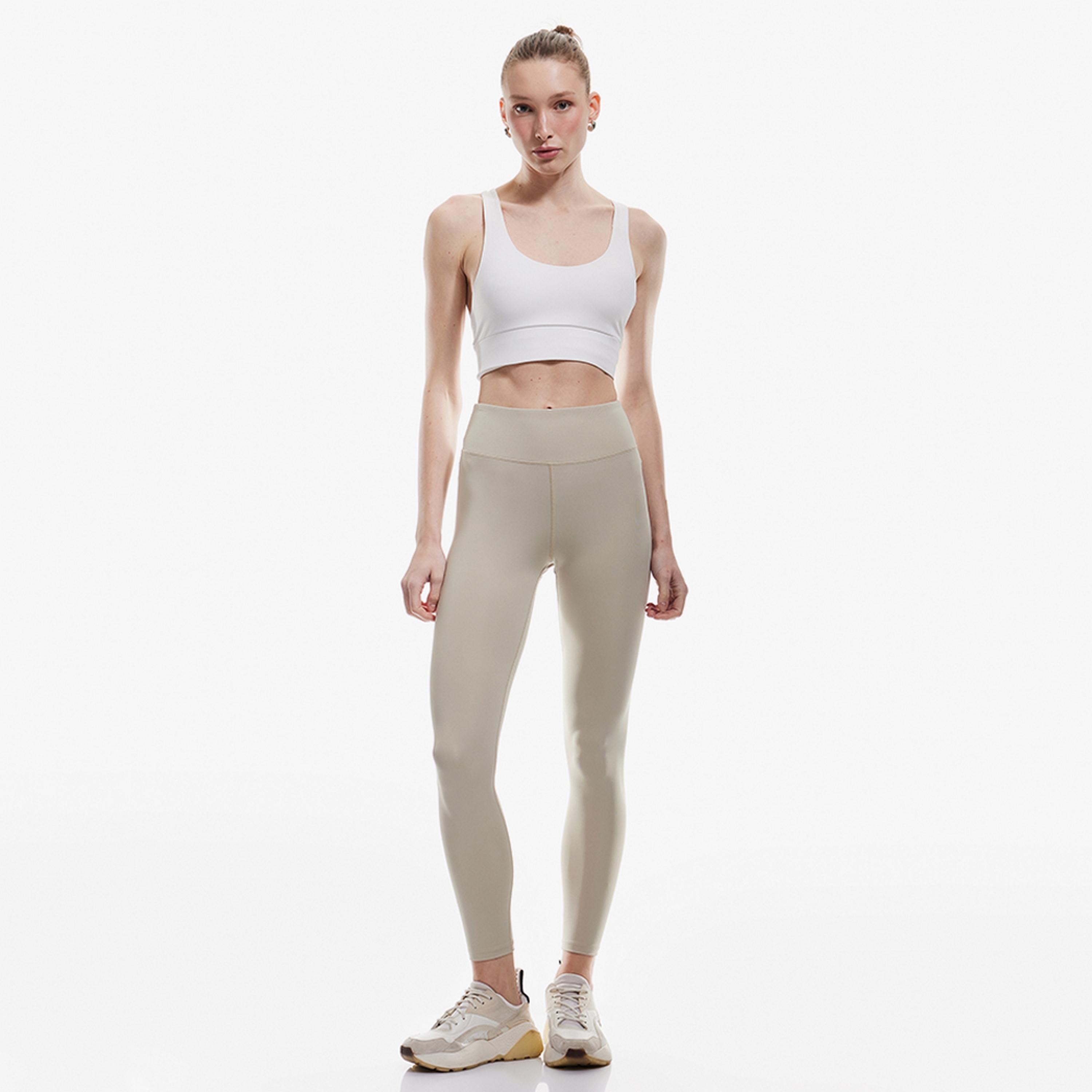 KOTON Beige Women's High-Rise Tights-women-clothing-bottoms-leggings-image-2
