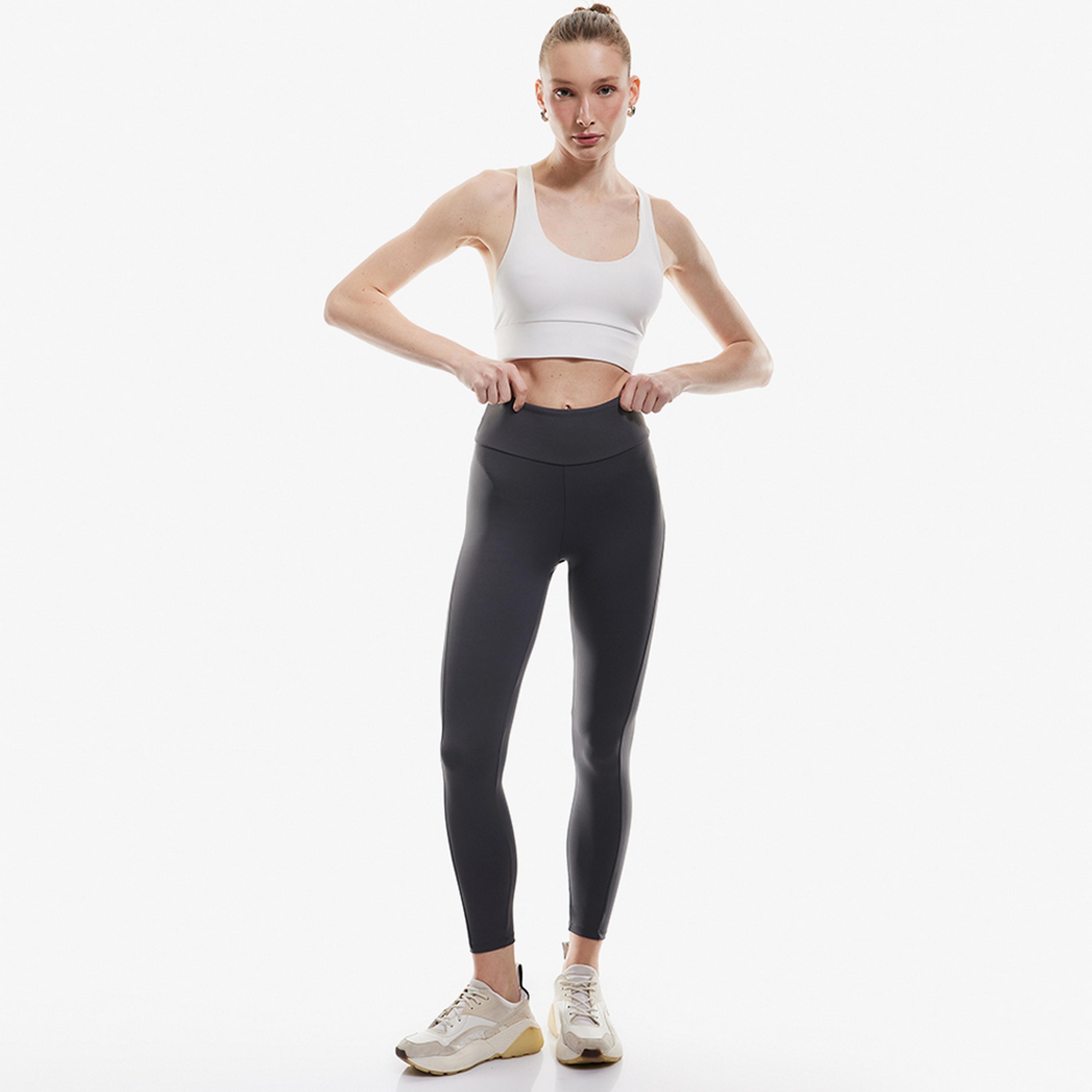 KOTON Grey Women's High-Rise Tights-women-clothing-sportswearandactivewear-bottoms-leggings-image-2