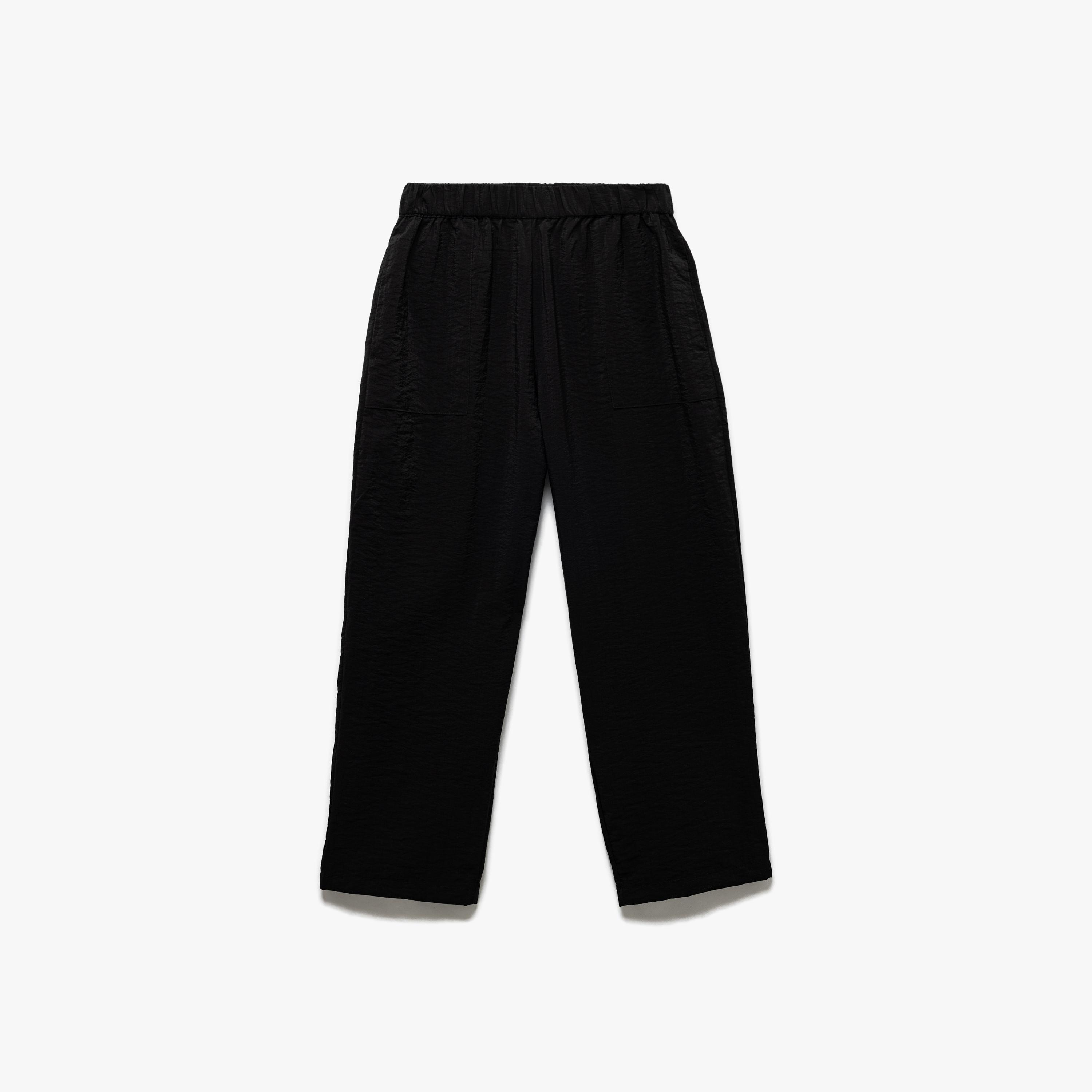 Koton Black Crinkled Elasticated Waist Women's Culottes-women-clothing-bottoms-trousers-image-4