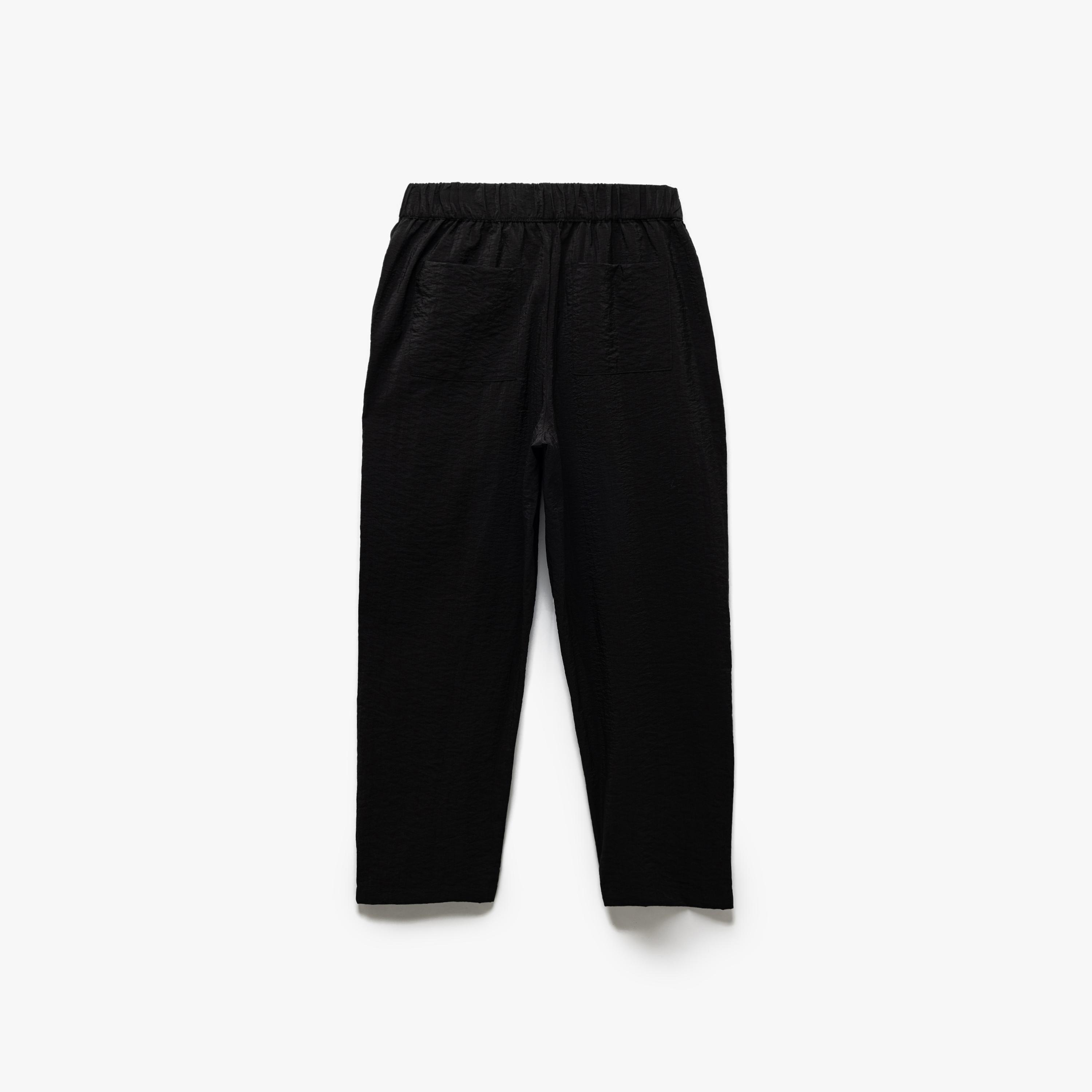 Koton Black Crinkled Elasticated Waist Women's Culottes-women-clothing-bottoms-trousers-image-5