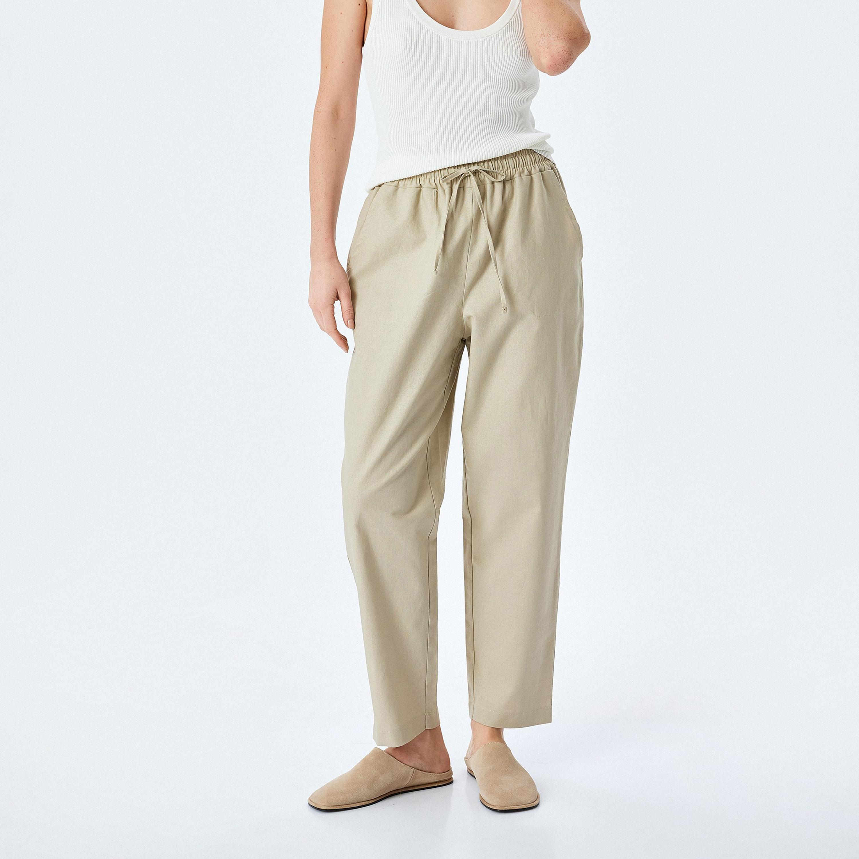 Koton Beige Plain Drawstring Women's Trousers-women-clothing-bottoms-trousers-image-1