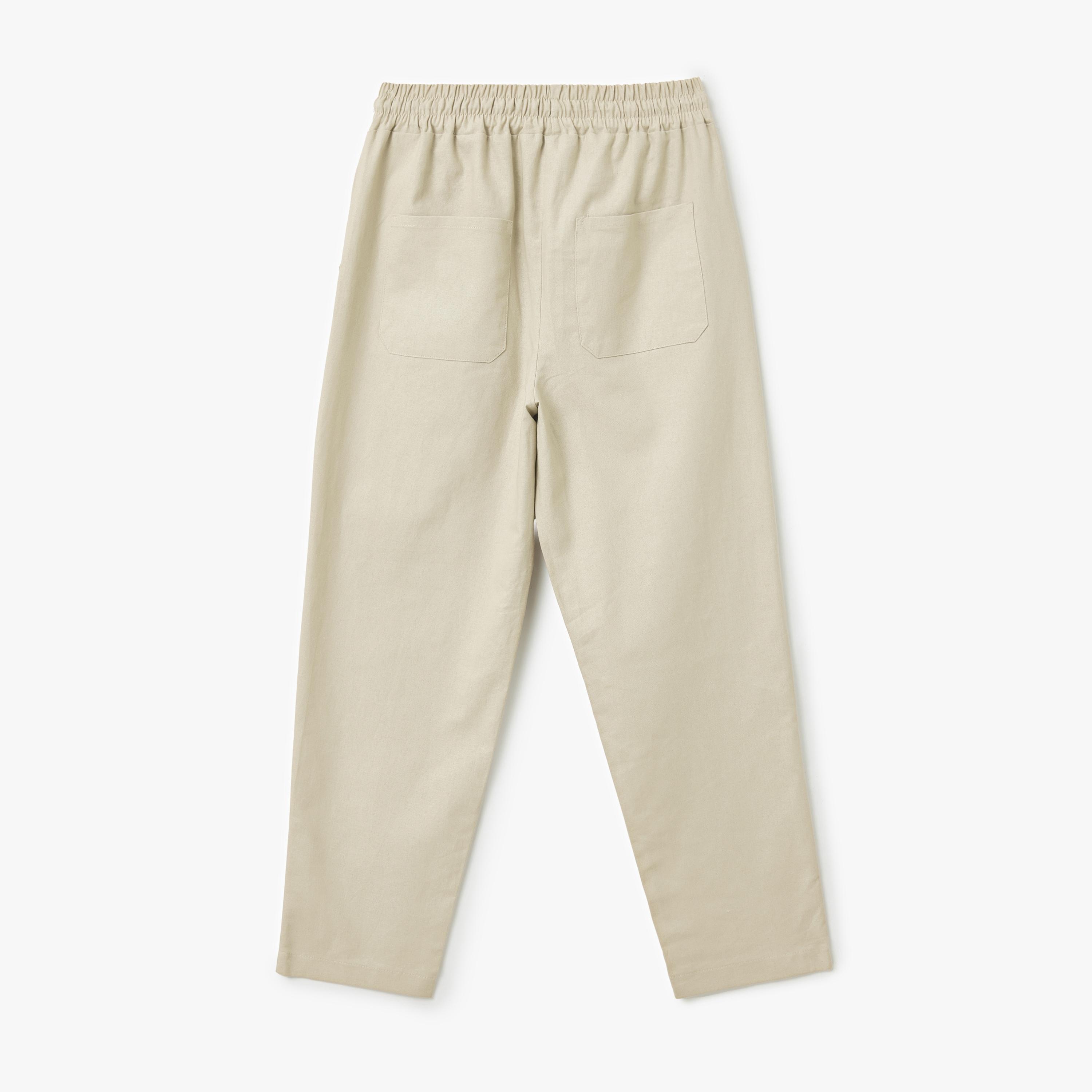 Koton Beige Plain Drawstring Women's Trousers-women-clothing-bottoms-trousers-image-5