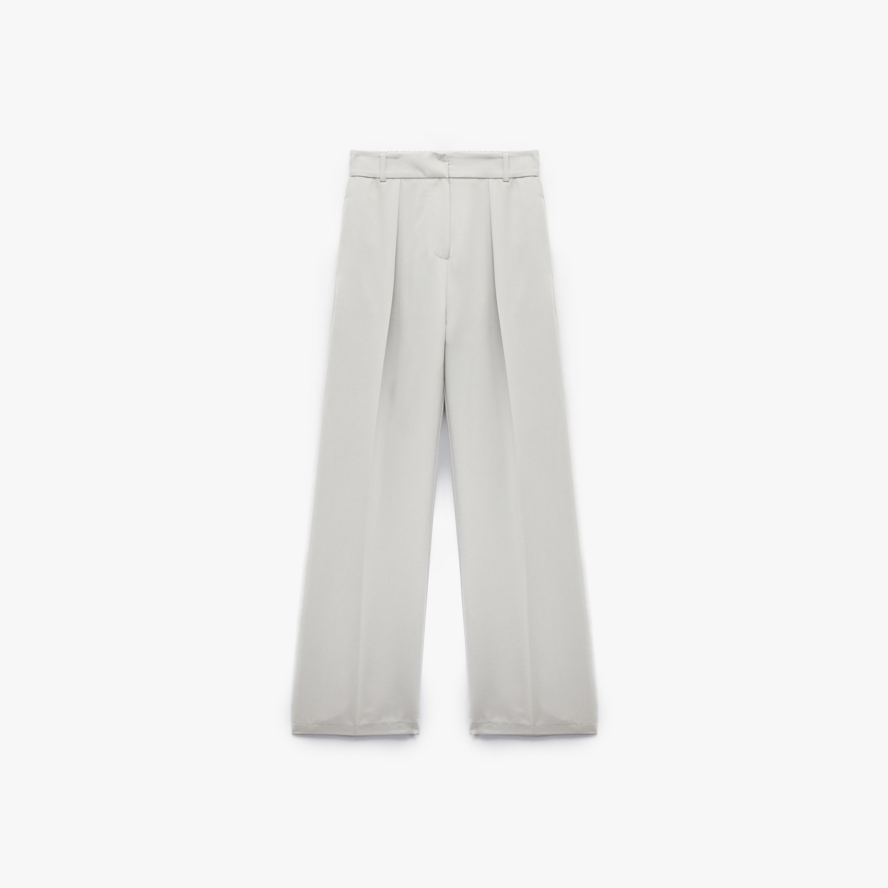 KOTON Grey Zip Fly Wide Leg Women's Trousers-women-clothing-bottoms-trousers-image-4