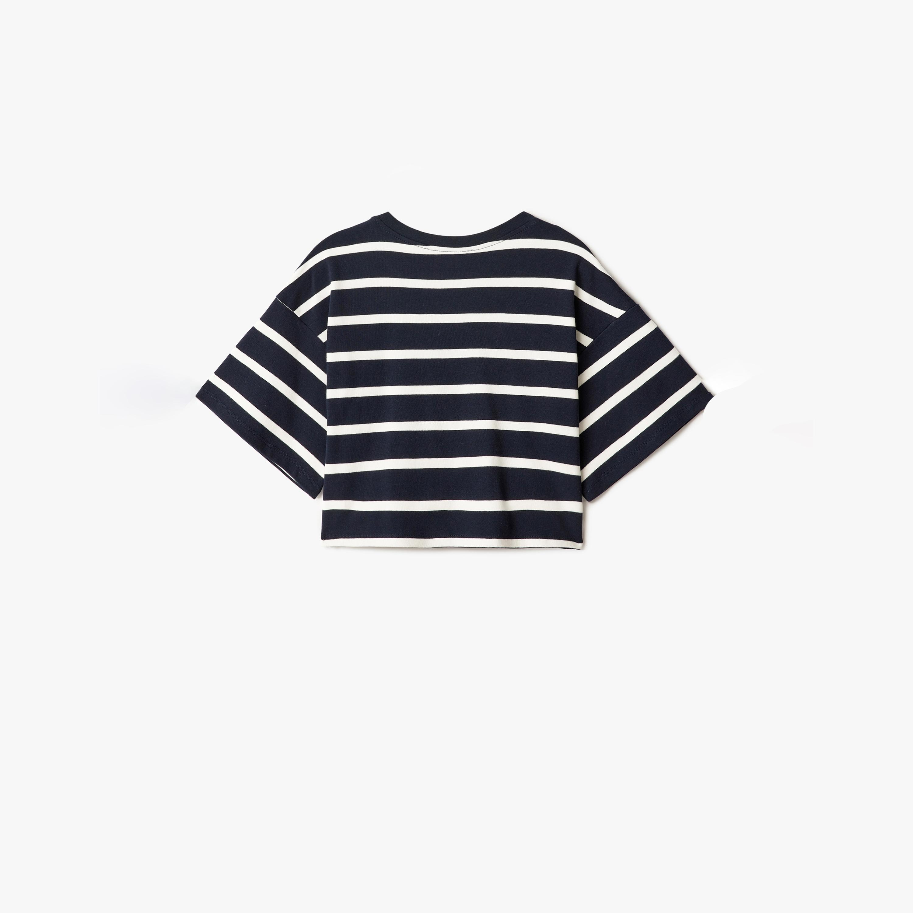 Koton Dark Blue Striped Round Neck Short Sleeves Women's T-Shirt-women-clothing-tshirts-image-5