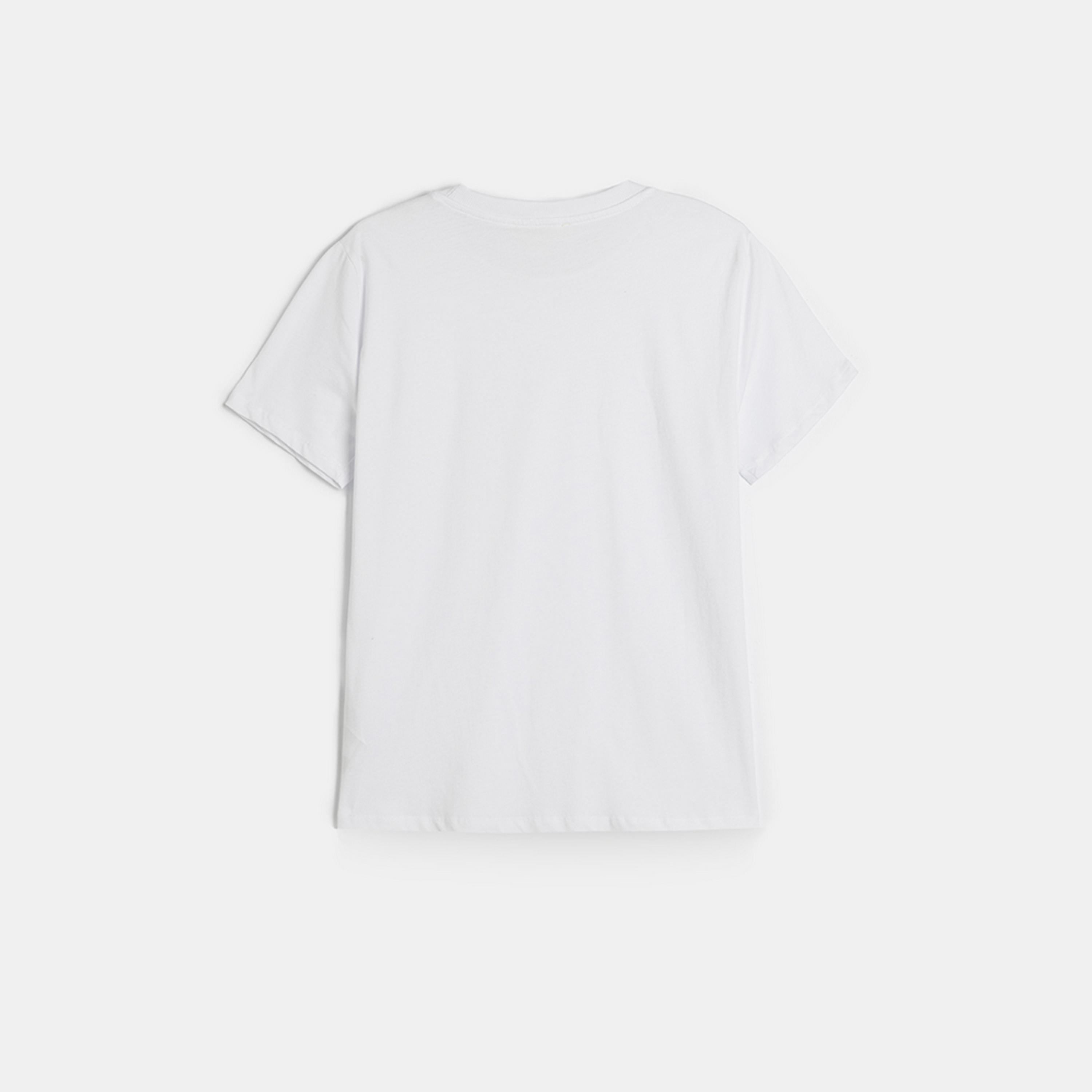 تيشيرت نسائي بأكمام قصيرة وياقة دائرية وتفاصيل كريستال باللون الأبيض من كوتون.-women-clothing-tshirts-image-6