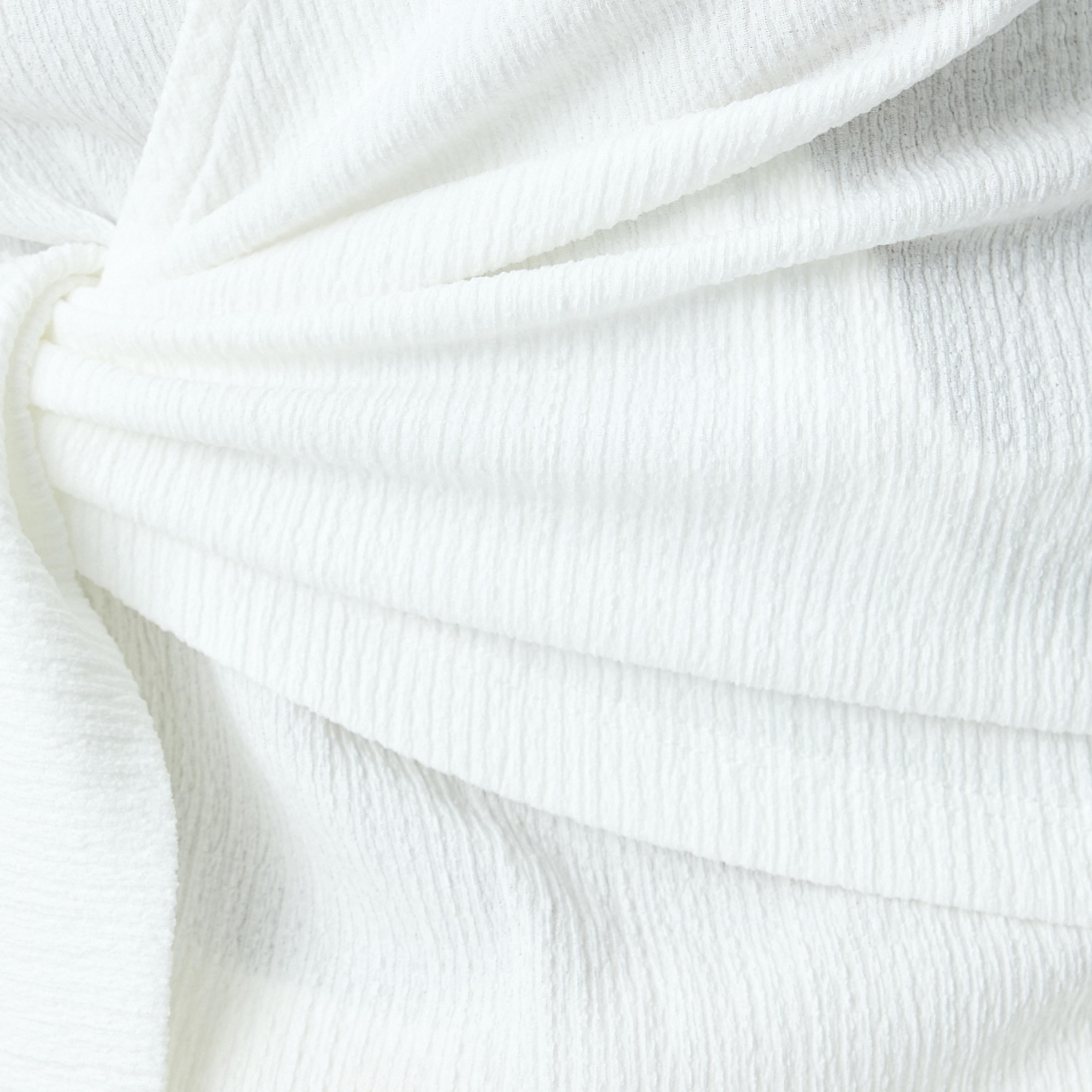Koton White Crinkled V-Neck Puff Sleeves Women's Wrap Top-women-clothing-shirtsandblouses-blouses-image-5