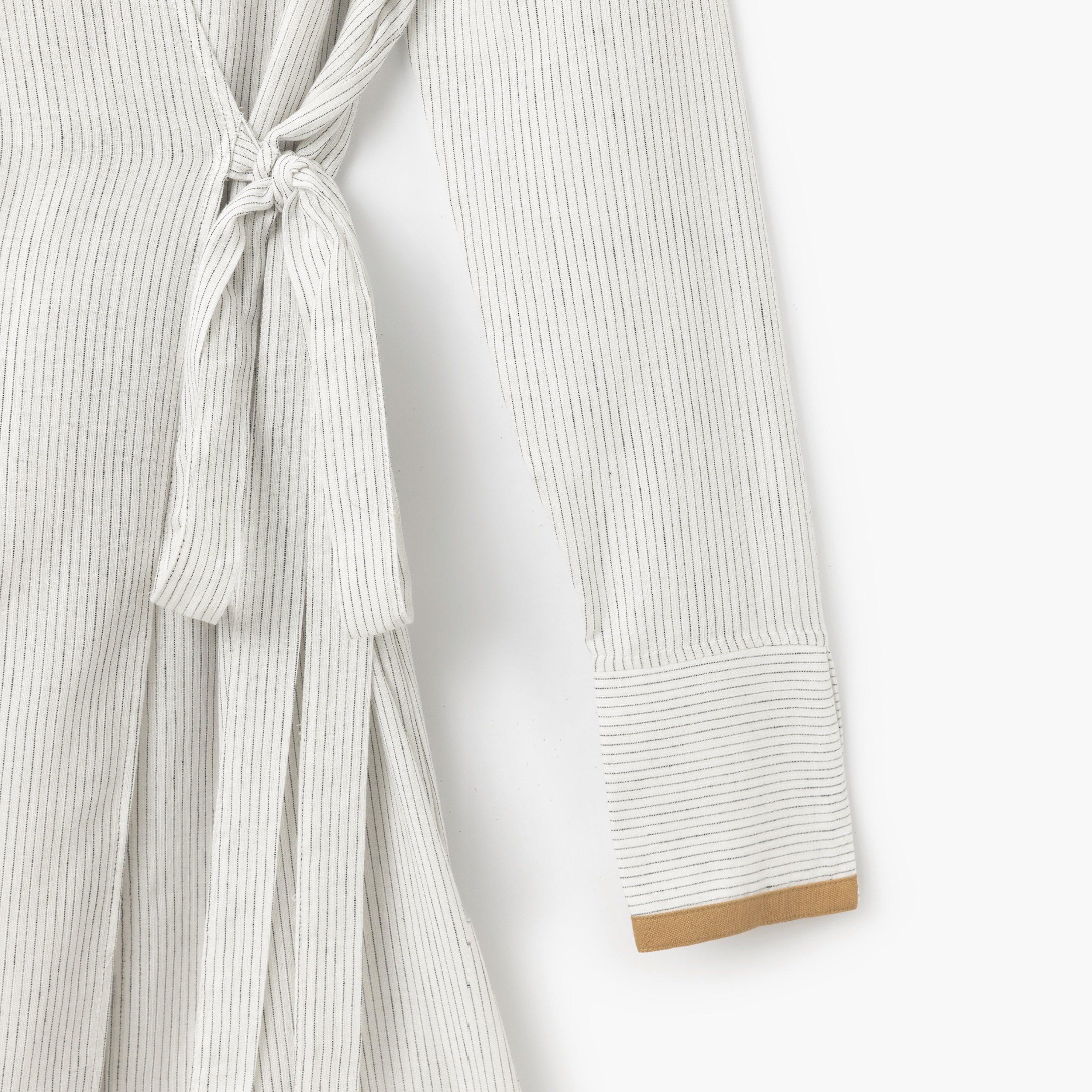Koton White Striped V-Neck Long Sleeves Women's Kimono-women-clothing-shirtsandblouses-blouses-image-6
