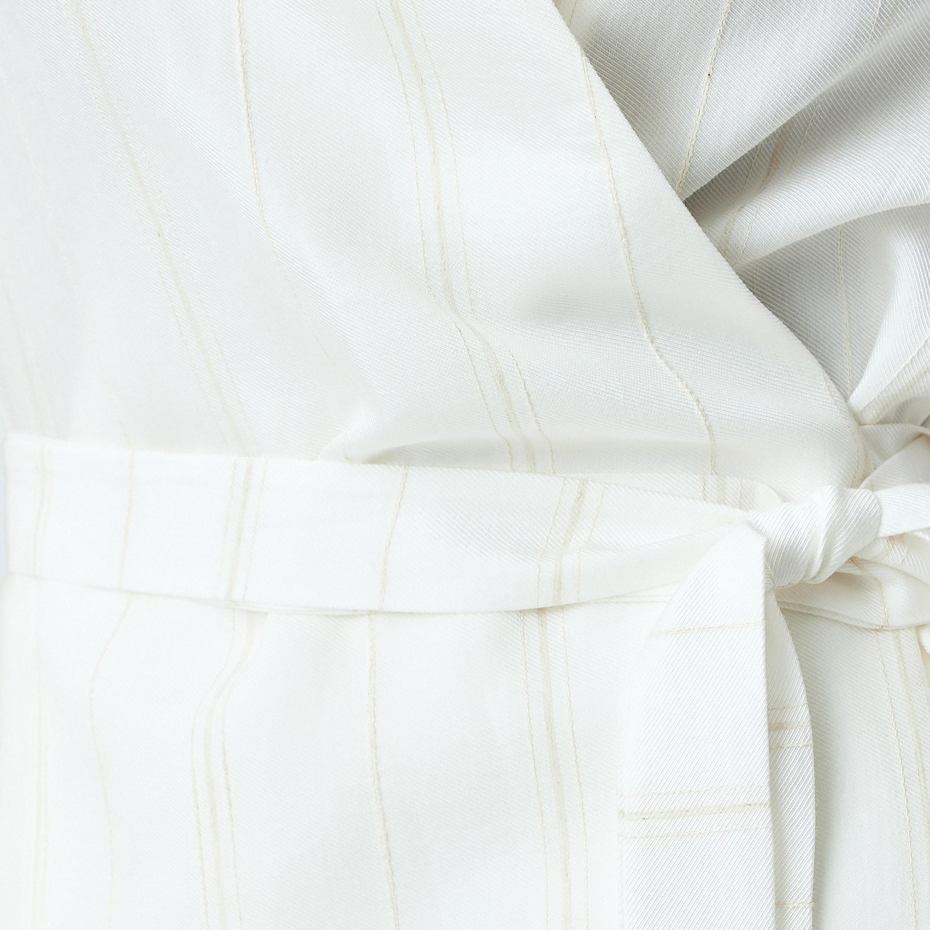 Koton White Striped Mandarin Flared Sleeves Women's Kimono-women-clothing-shirtsandblouses-blouses-image-5