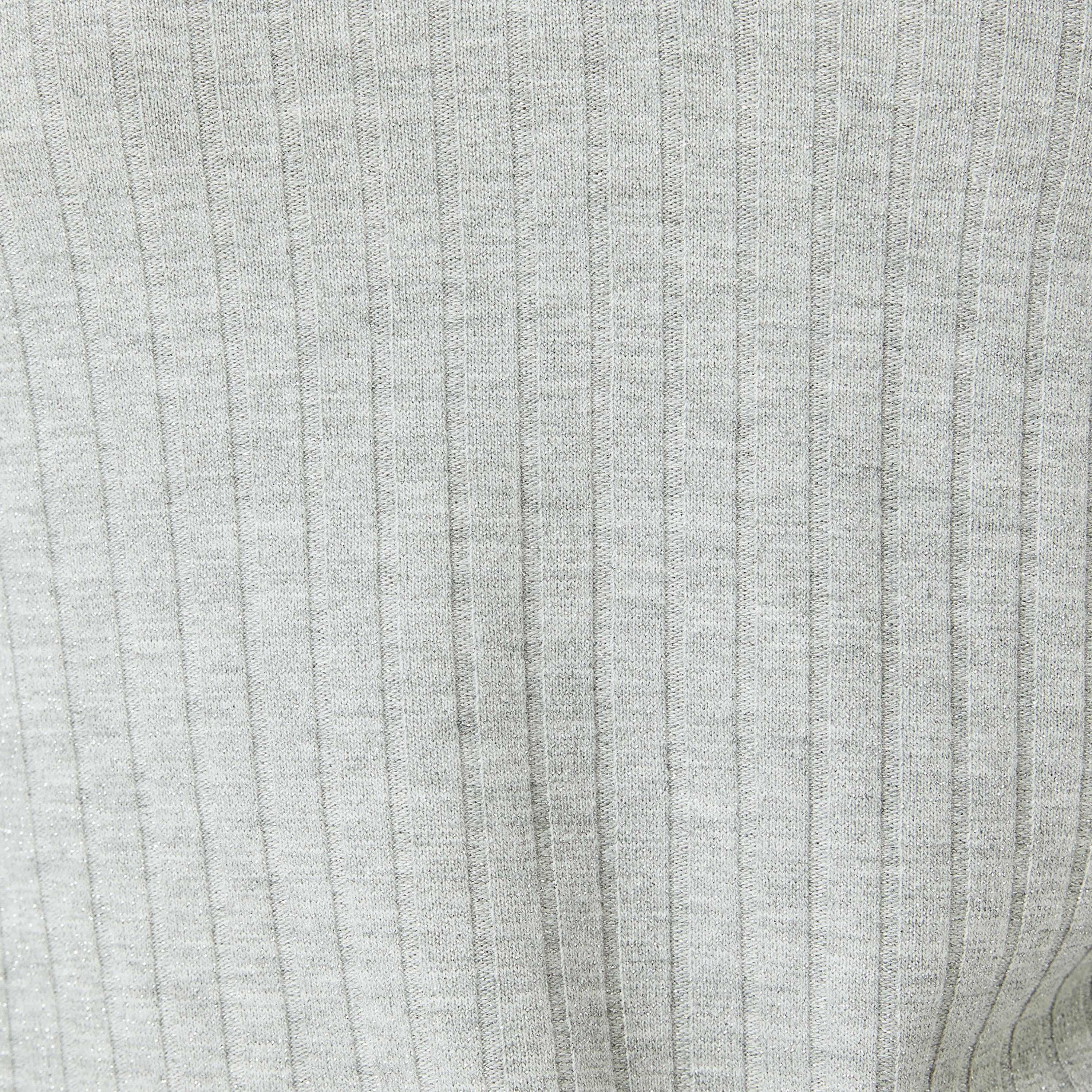 Koton Grey Ribbed Collared Short Sleeves Women's T-Shirt-women-clothing-tshirts-image-5