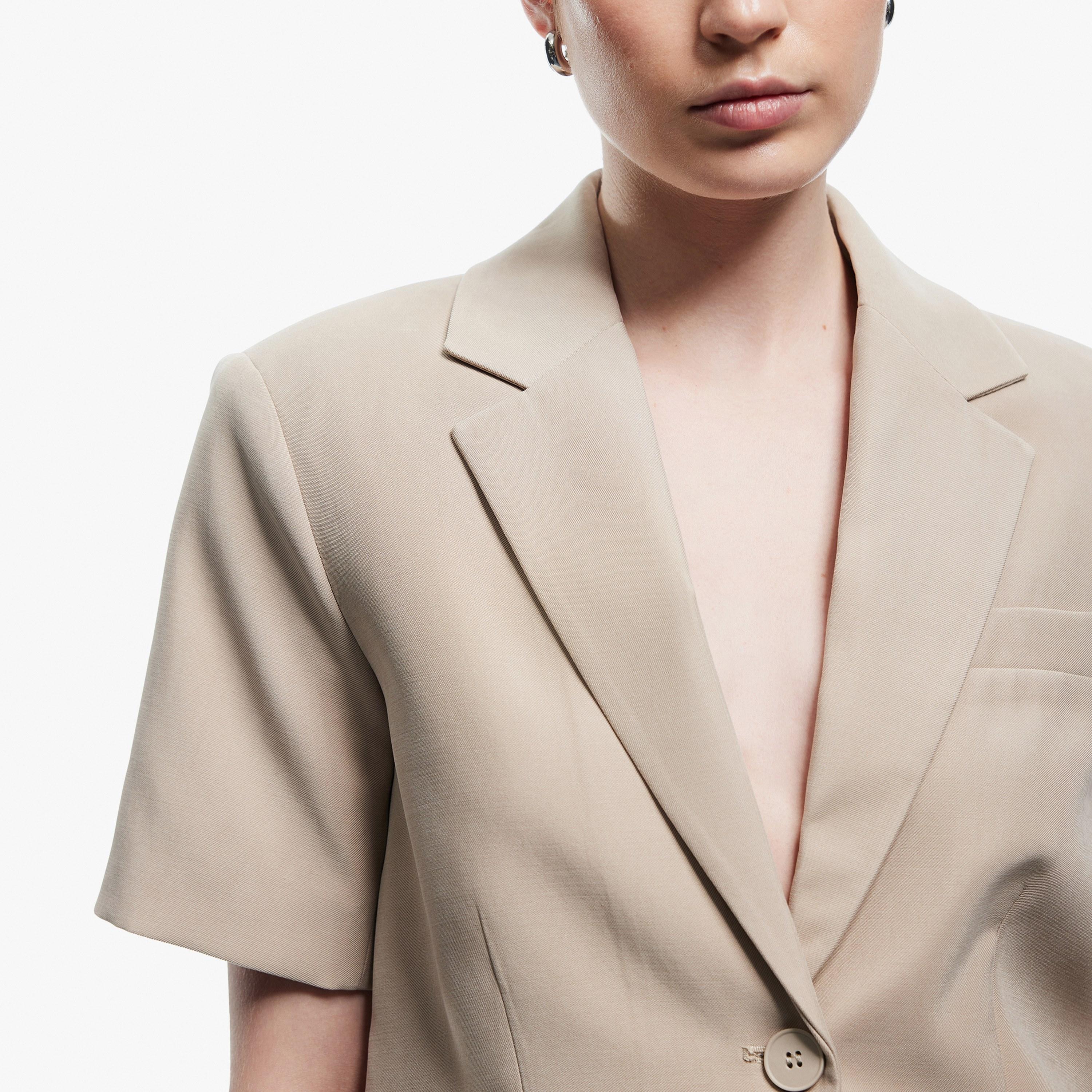 KOTON Brown Lapel Collar Women's Blazer-women-clothing-coatsandjackets-blazers-image-2