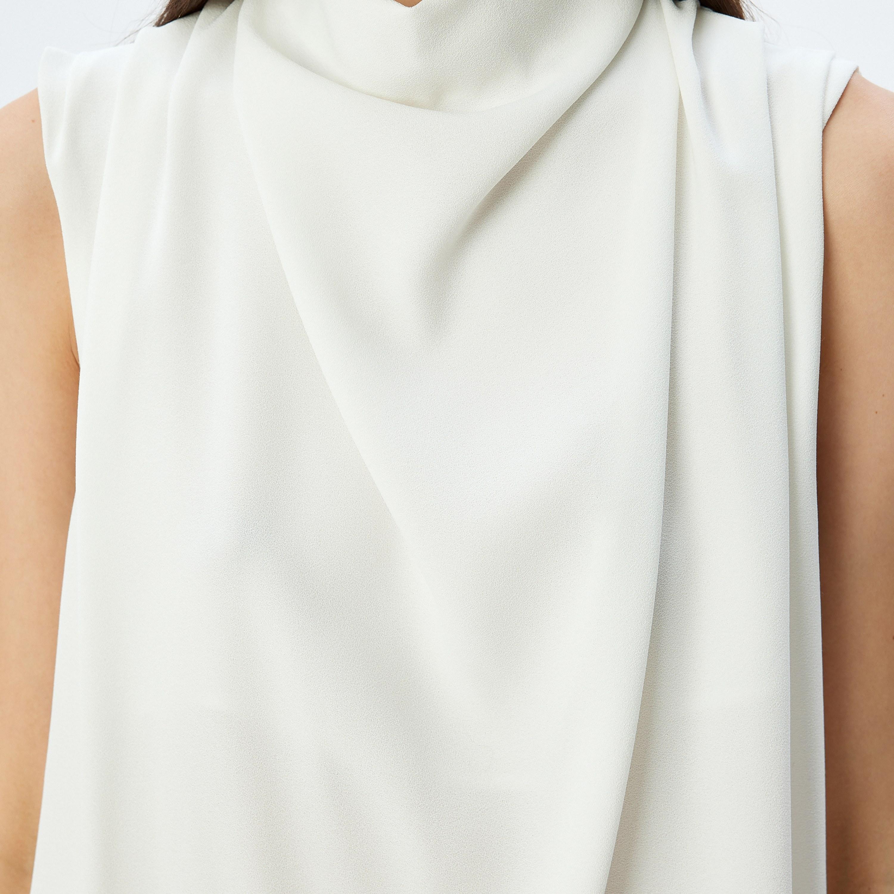 Koton White Plain High Neck Sleeveless Women's Top-women-clothing-shirtsandblouses-blouses-image-4