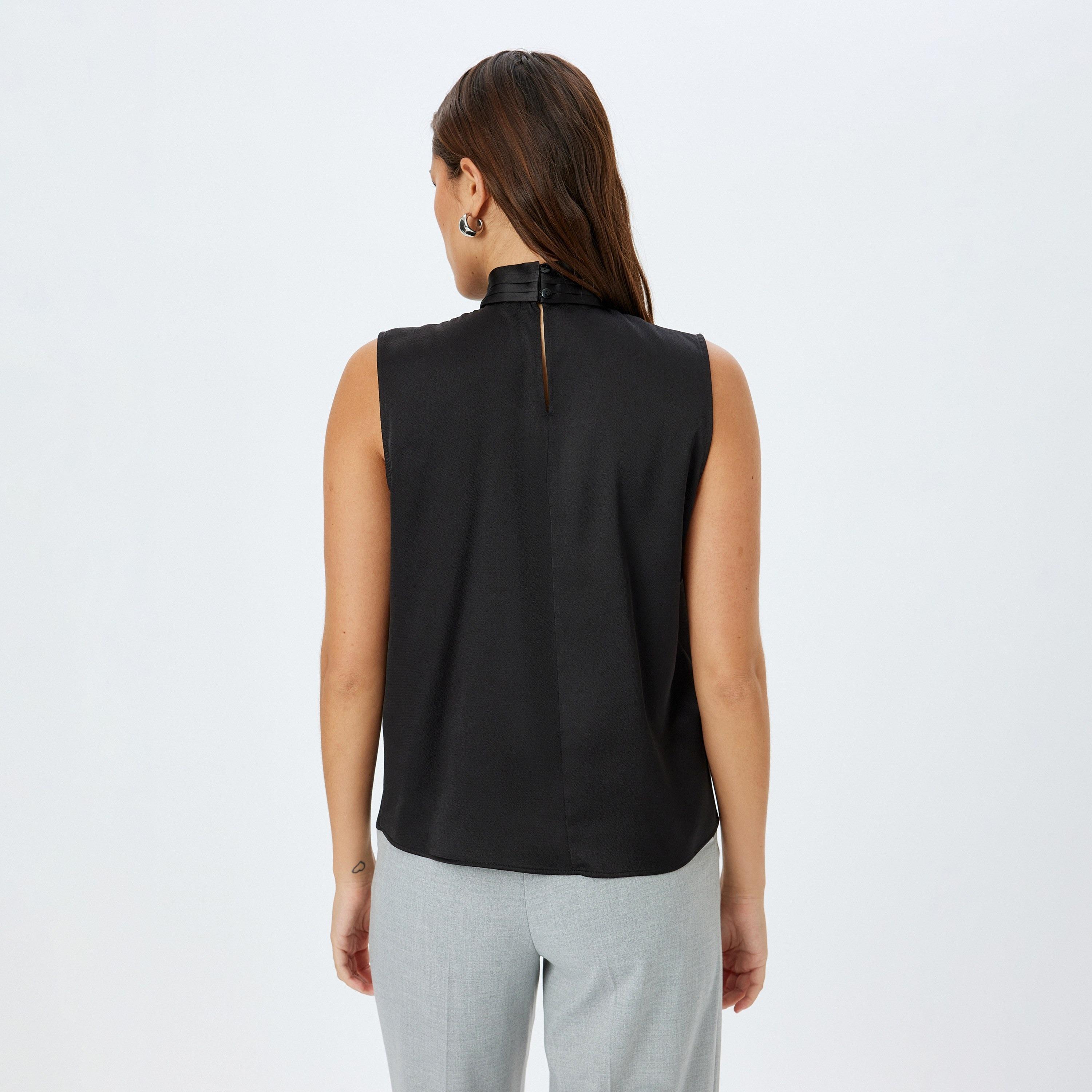 Koton Textured Satin Tie-Up Neck Sleeveless Women's Top-women-clothing-shirtsandblouses-blouses-image-3